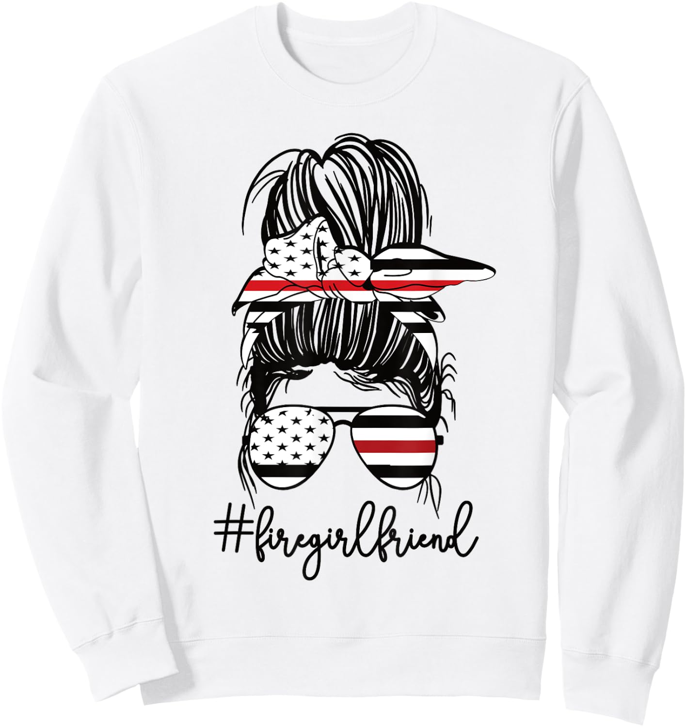 Funny Fire Girlfriend Thin Red Line Firefighter Girlfriend Sweatshirt - Sweatshirt | White
