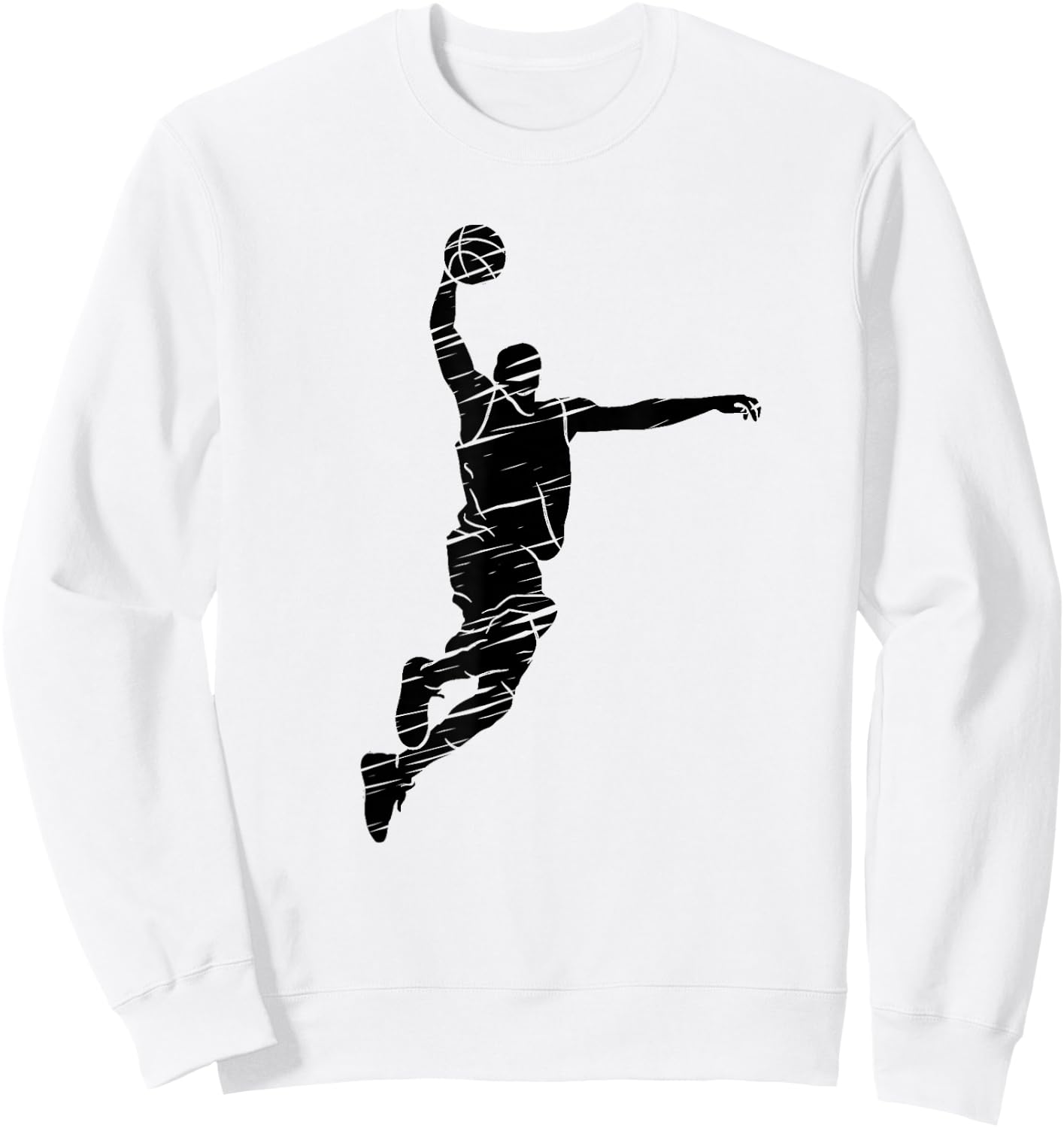 Basketball Player Retro Lines Sweatshirt - Sweatshirt | White
