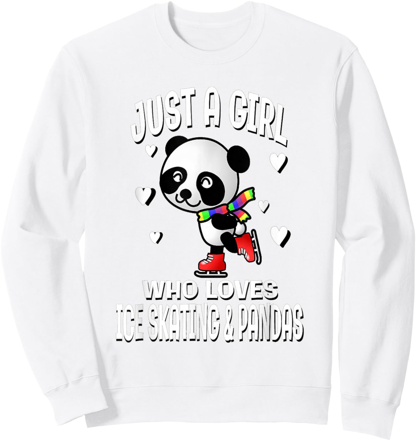 Just A Girl Who Loves Ice Skating & Pandas Cute Bear Sweatshirt - Sweatshirt | White