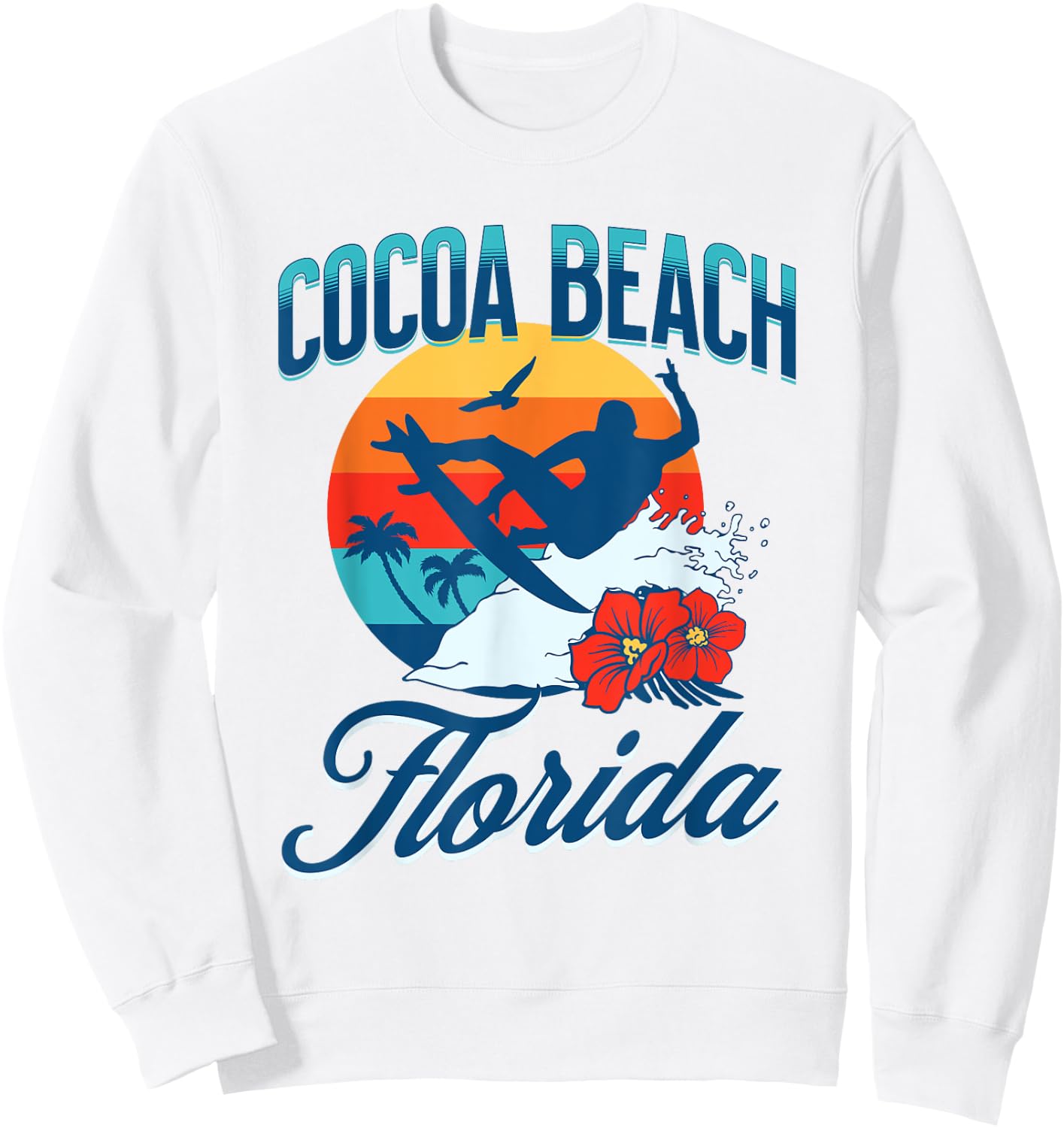 Cocoa Beach Florida Surf Summer Vacation Vintage Sweatshirt - Sweatshirt | White