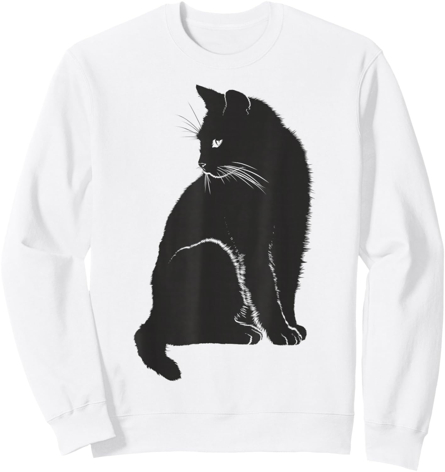 Minimalist Cute Black Cat Owner Feline Art Kitten Lover Small Sweatshirt - Sweatshirt | White