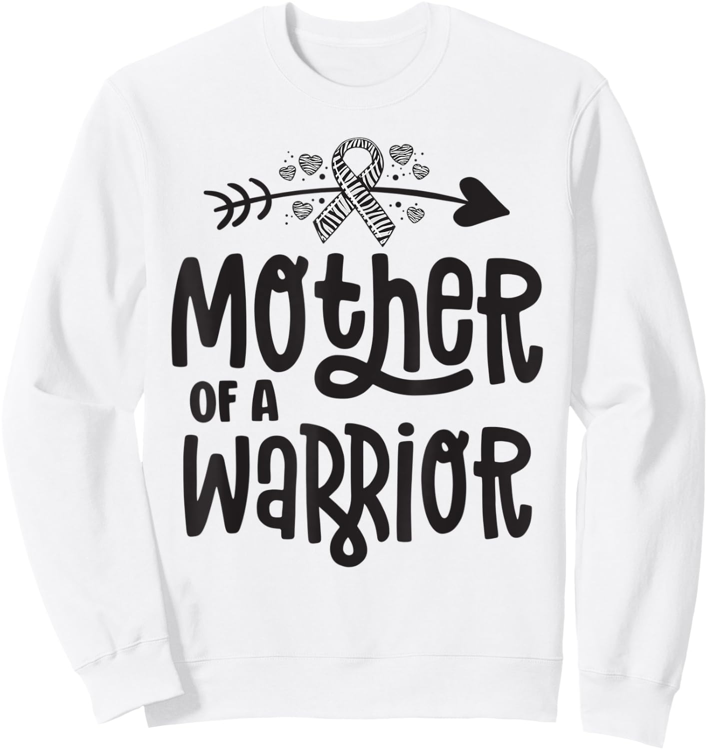 Mother Of A Rare Disease Warrior Awareness Zebra Ribbon Mom Sweatshirt - Sweatshirt | White