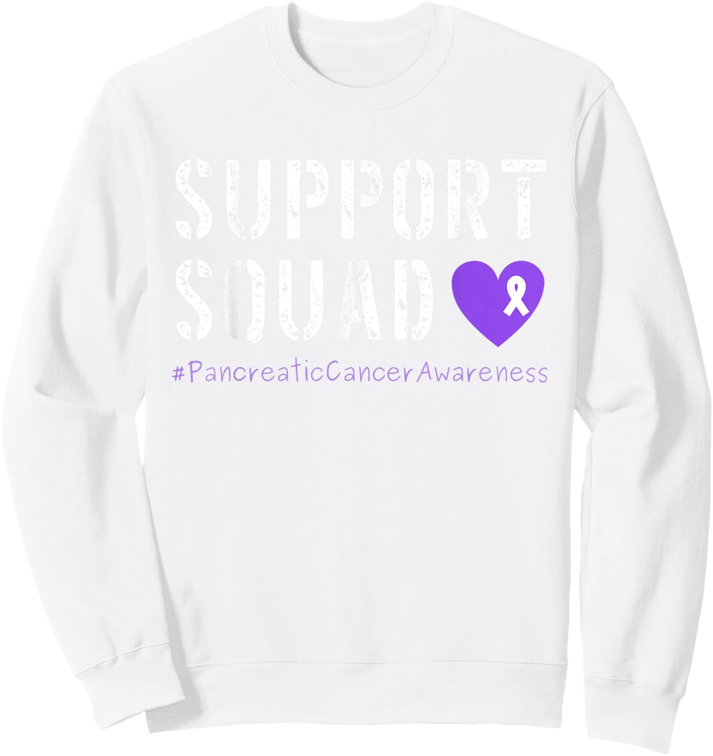 Purple Ribbon Men Women Kids Pancreatic Cancer Awareness Sweatshirt - Sweatshirt | White
