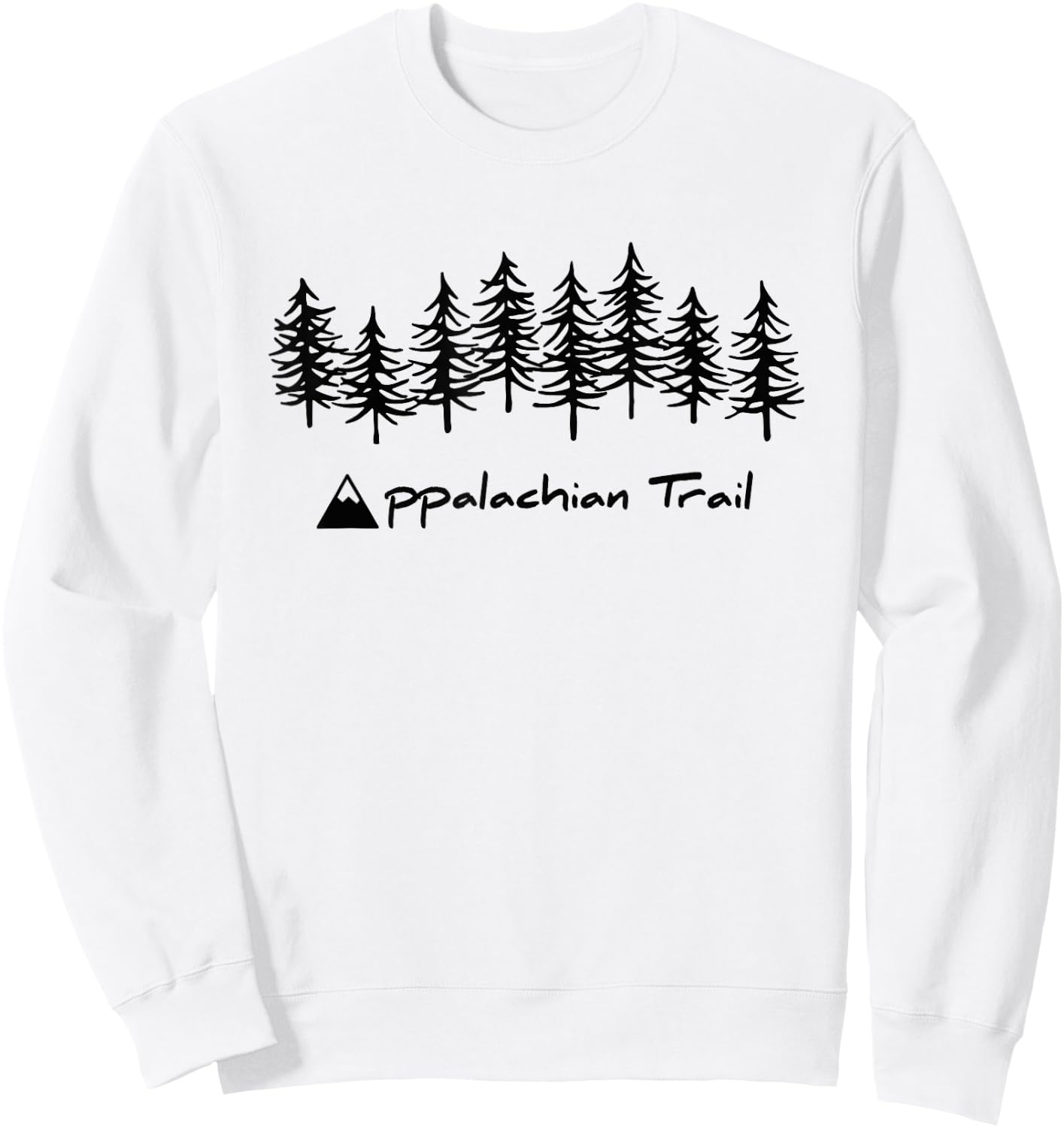 AT Appalachian Trail Hiking Mountain / Tree Graphic Sweatshirt - Sweatshirt | White