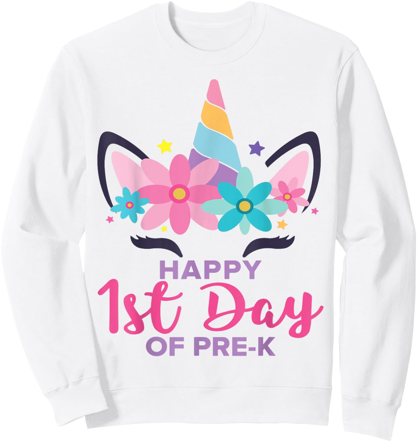 Pre K Unicorn First Day Of School Shirt Back To Outfit Girls Sweatshirt - Sweatshirt | White
