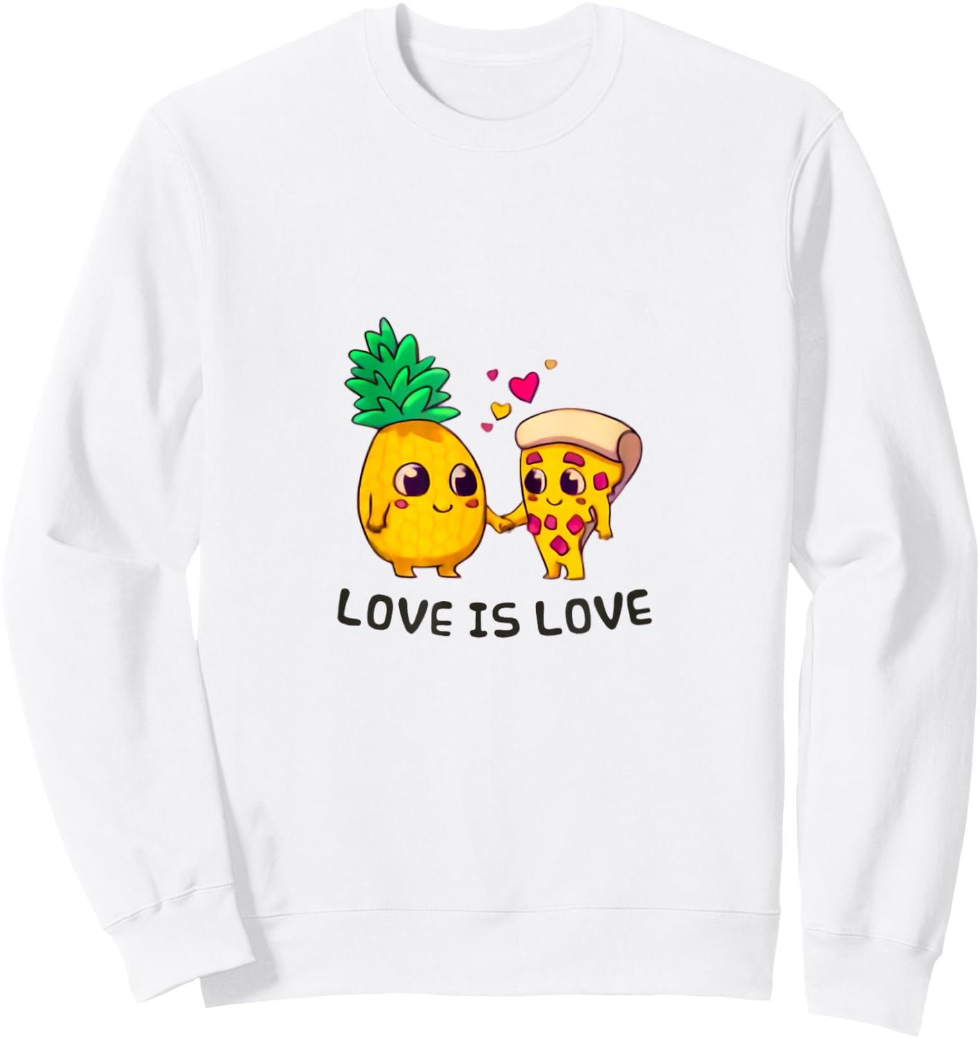 Love is Love Cute Pride Pineapple Pizza Sweatshirt - Sweatshirt | White