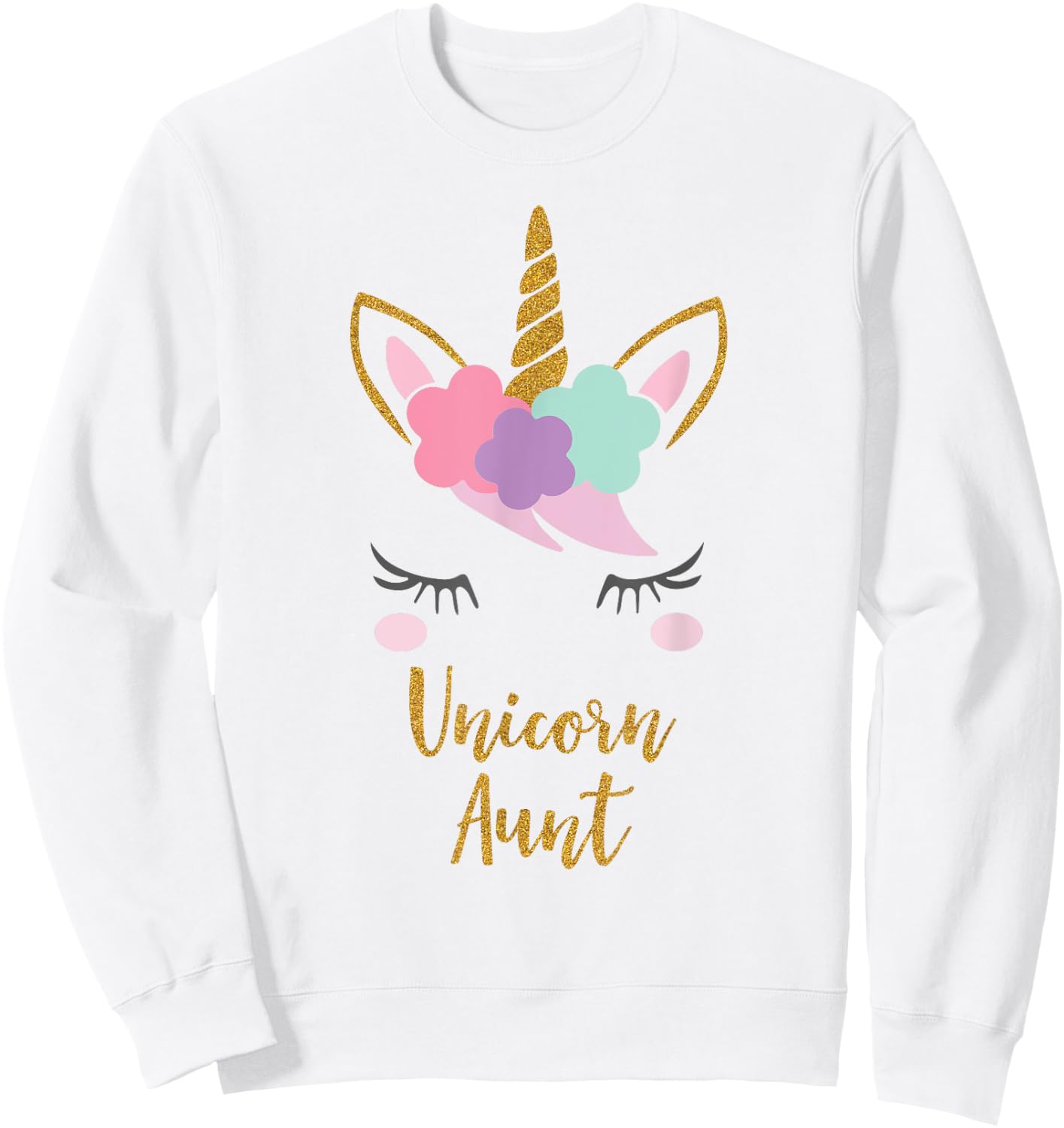Unicorn Aunt Shirt, Aunt of the Birthday Girl Gift Sweatshirt - Sweatshirt | White