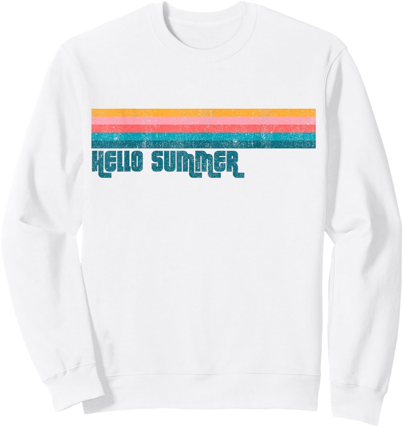 Vintage Hello Summer Retro Stripe Cute Beach Women's Gift Sweatshirt - Sweatshirt | White