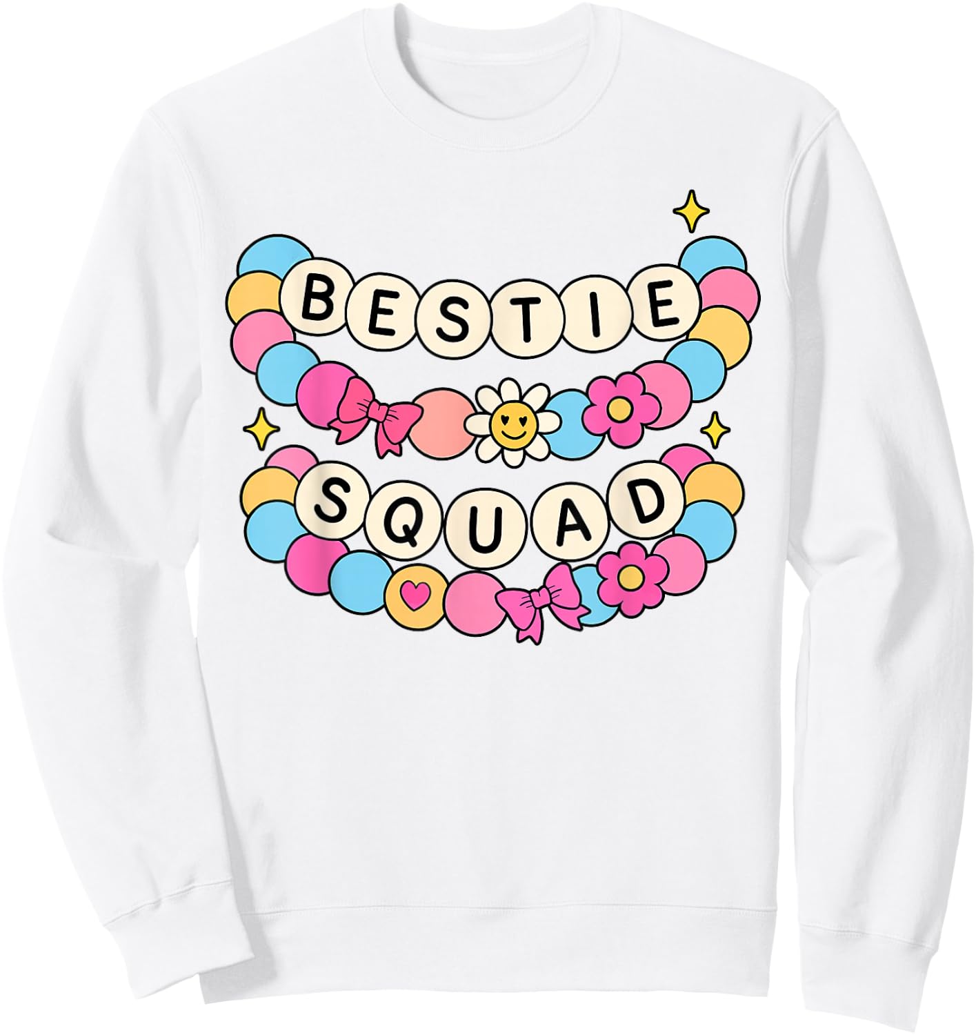 Bestie Squad Twinning Best Friend Matching Girls Bracelets Sweatshirt - Sweatshirt | White