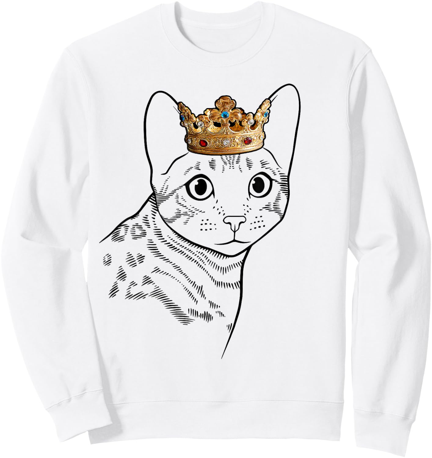 Bengal Cat Wearing Crown Men Women Girls Kids Sweatshirt - Sweatshirt | White