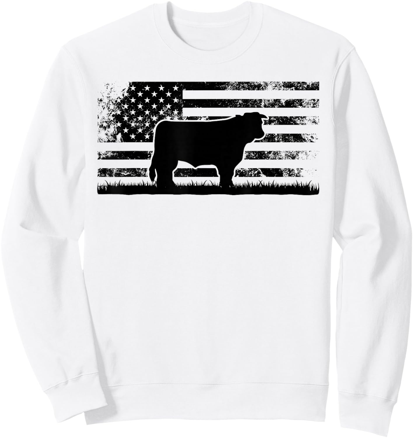 Hereford Rancher - American Flag for Hereford Cow Farmer Sweatshirt - Sweatshirt | White