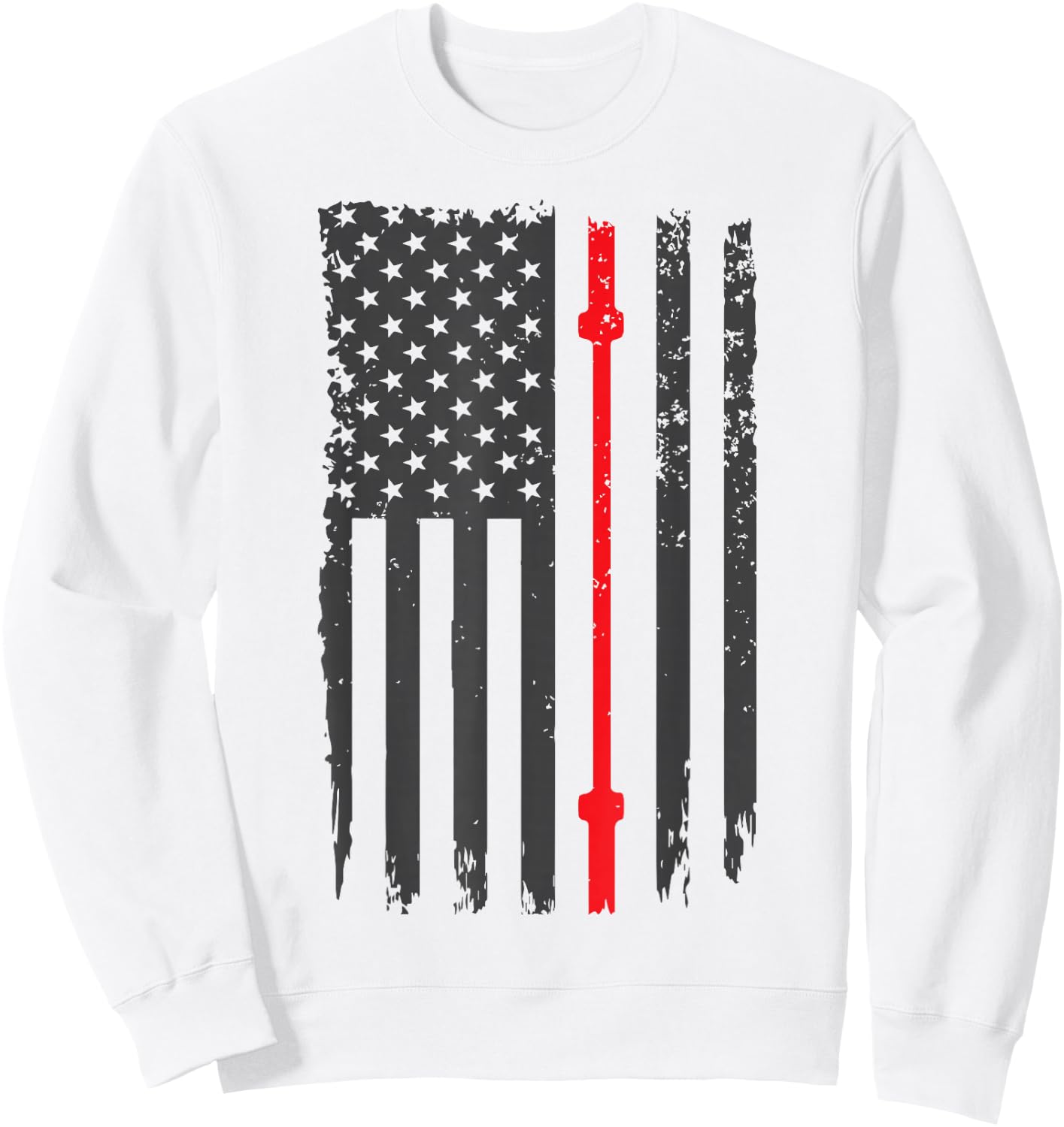US American Flag Fitness Gym Barbell Powerlifting Patriotic Sweatshirt - Sweatshirt | White