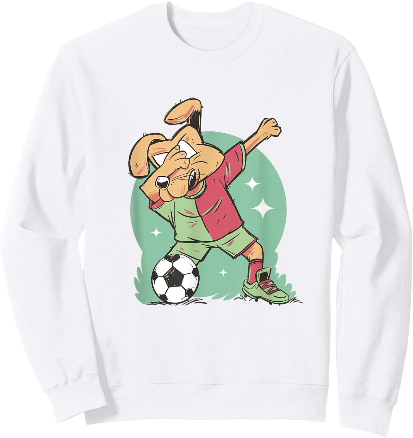 Dog Playing Soccer And Dabbing Sport Funny Football Sweatshirt - Sweatshirt | White