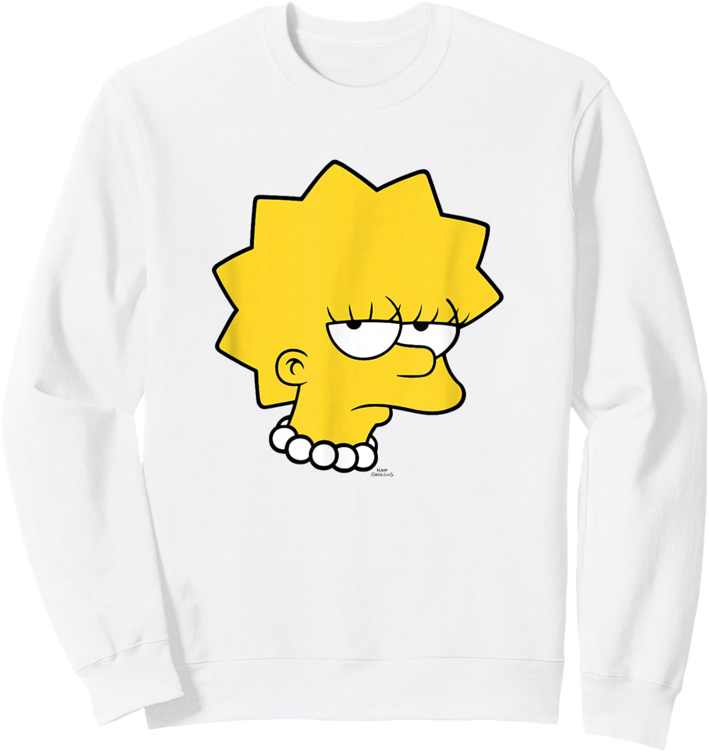 The Simpsons Lisa Simpson Bored Big Face Sweatshirt - Sweatshirt | White