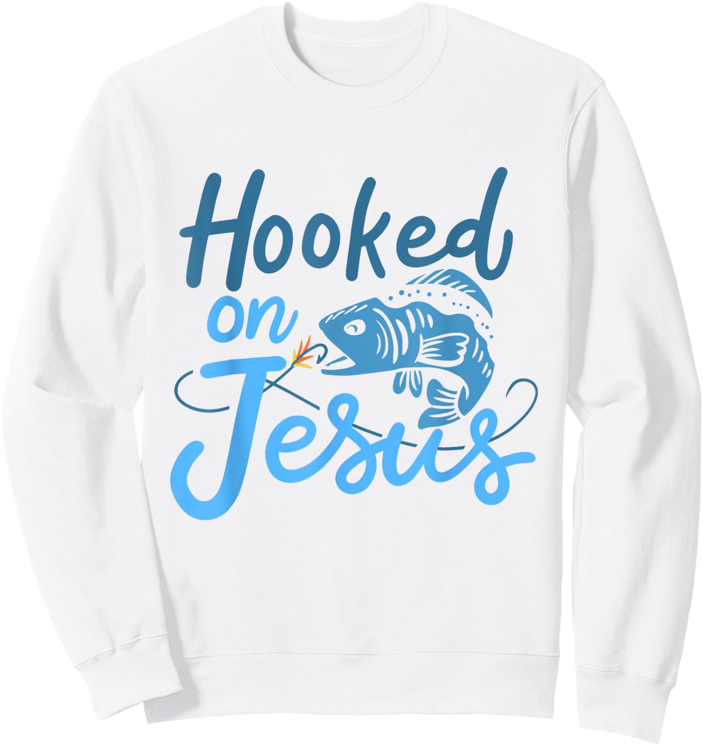 Hooked On Jesus Bass Fishing Sweatshirt - Sweatshirt | White