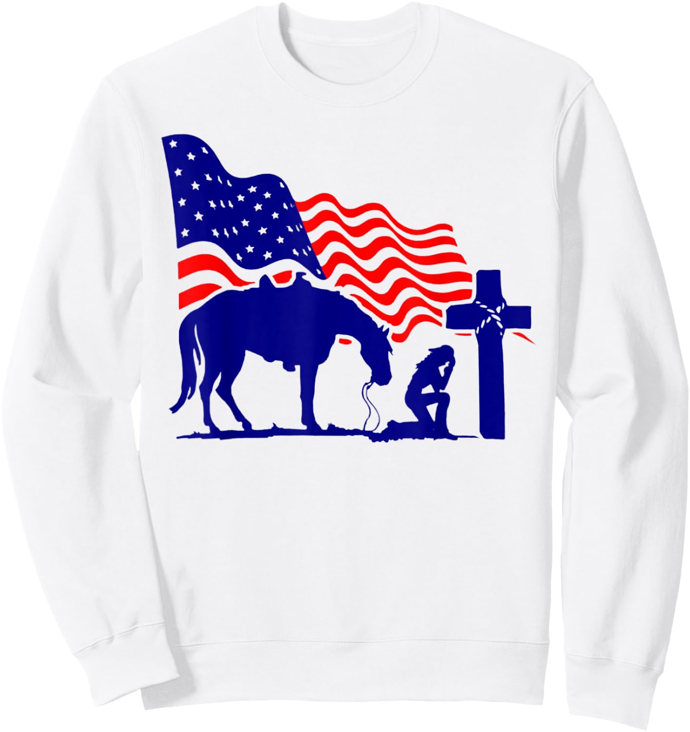 For Praying Cowgirl Horse Cross Christian Prayers Believers Sweatshirt - Sweatshirt | White