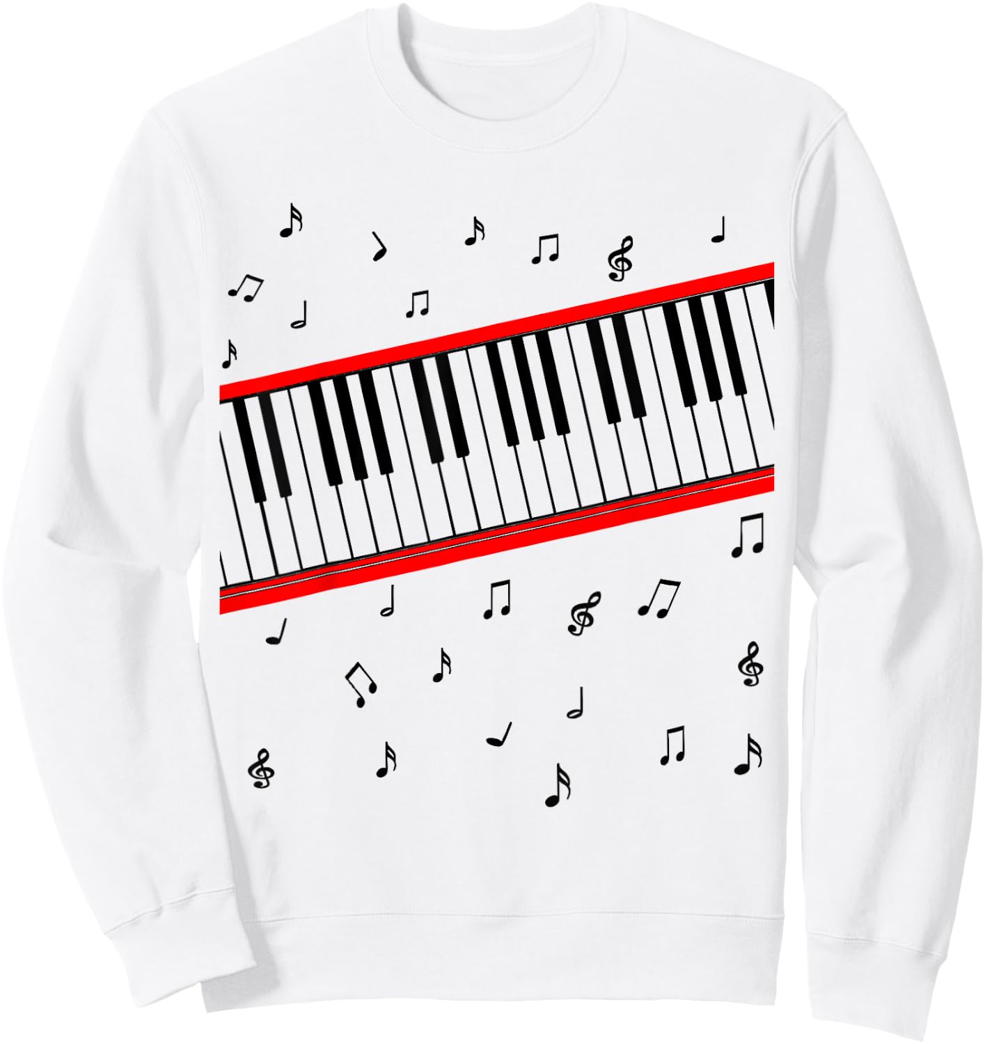 Piano Keys Music Lover Beat It Pianist 1980s Cosplay Costume Sweatshirt - Sweatshirt | White