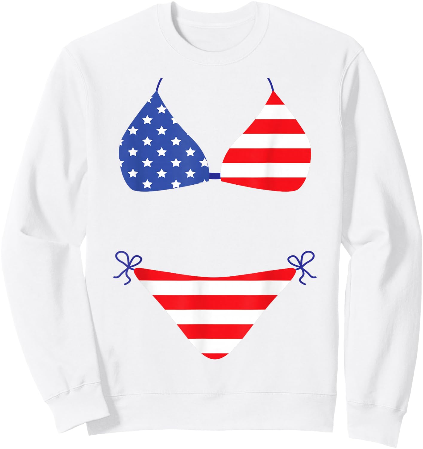 Bikini Funny Cover Up Swimsuit 4th of July American Flag Gag Sweatshirt - Sweatshirt | White