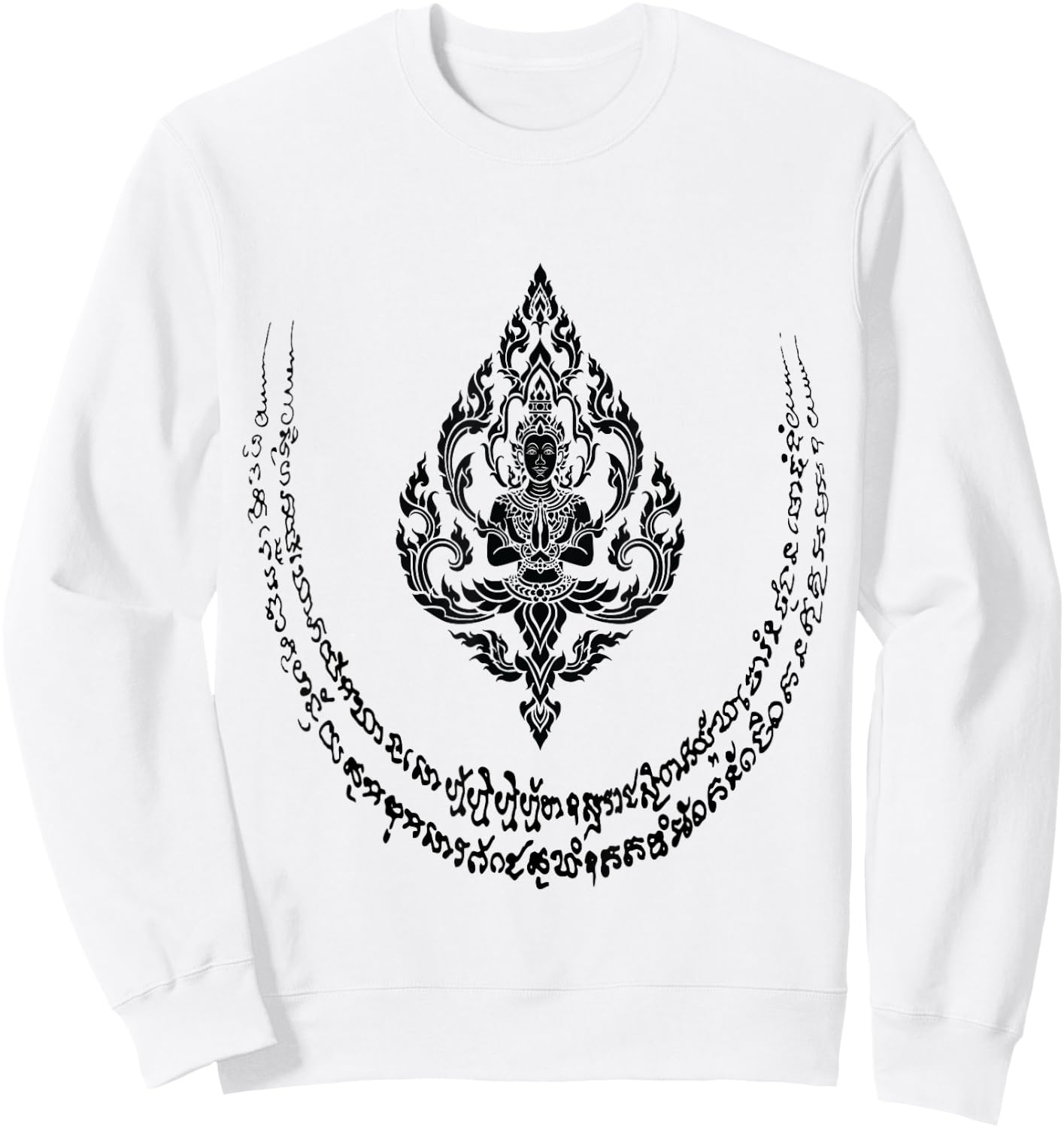 Thai Design Thailand Fashion Magical Thai Tattoos Sak Yant Sweatshirt - Sweatshirt | White