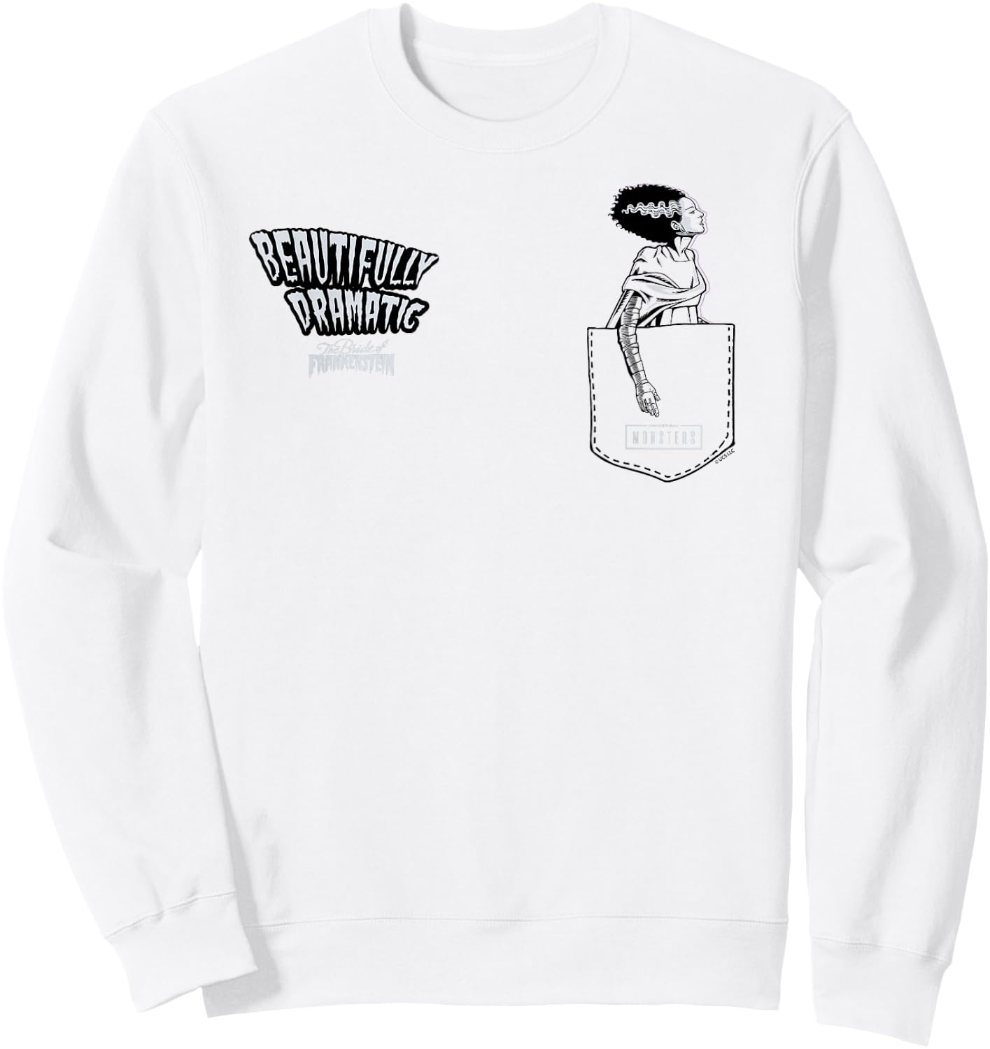 Universal Monsters Bride Beautifully Dramatic Pocket Sweatshirt - Sweatshirt | White