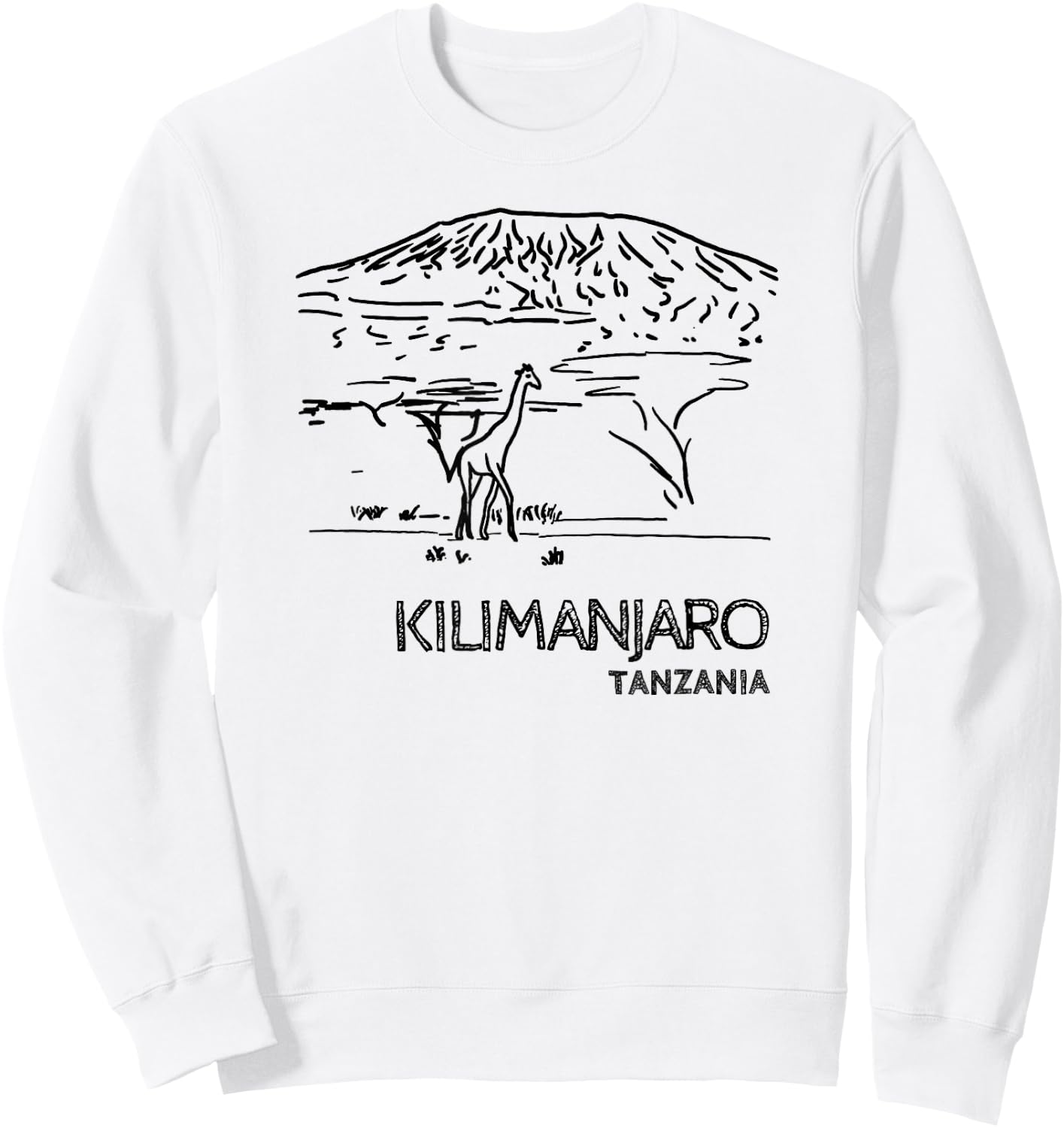 Kilimanjaro Tanzania Africa and Giraffe Mountain Hiking Sweatshirt - Sweatshirt | White