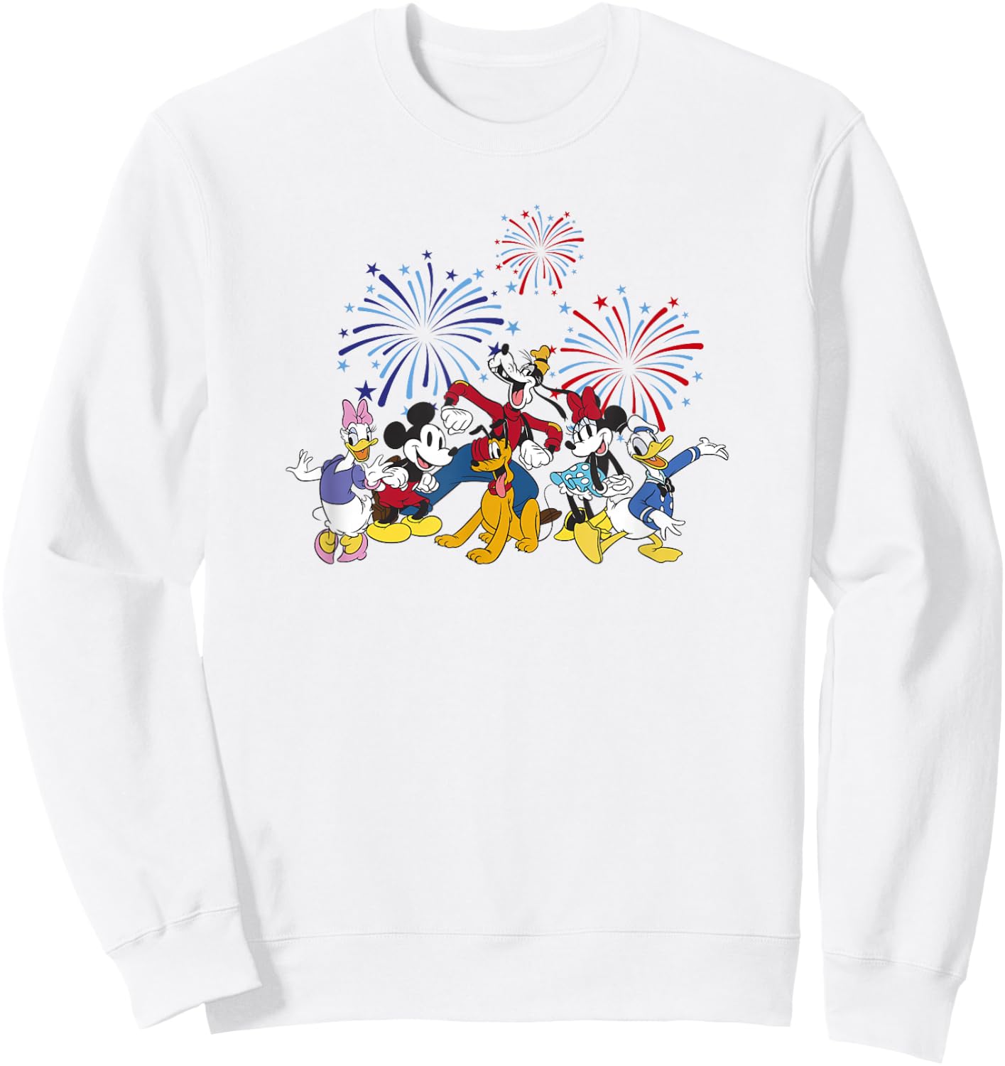Disney Mickey Classic 4th of July Vintage Fireworks Crew Sweatshirt - Sweatshirt | White