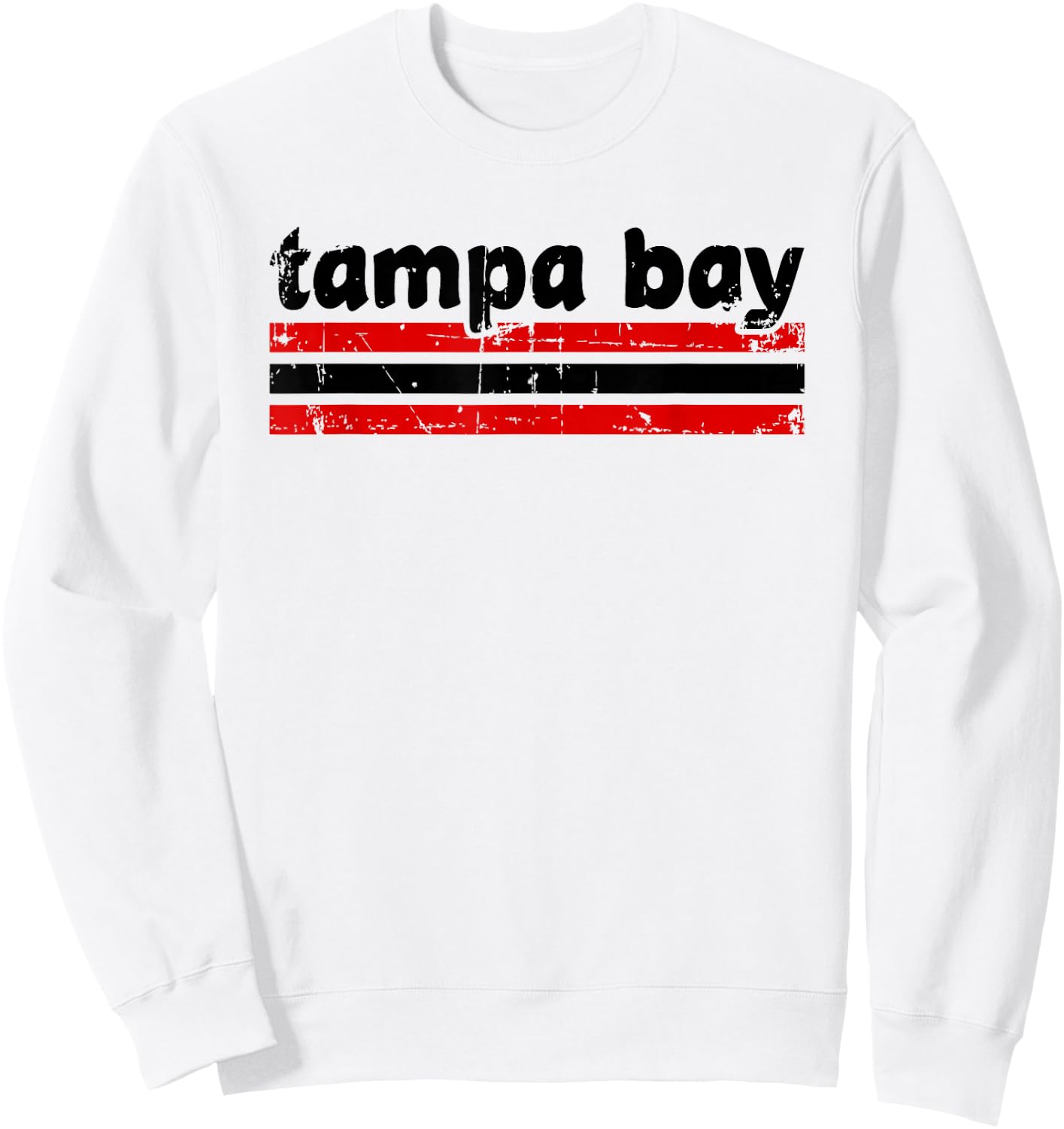 Tampa Bay Florida Three Stripe Vintage Weathered Sweatshirt - Sweatshirt | White