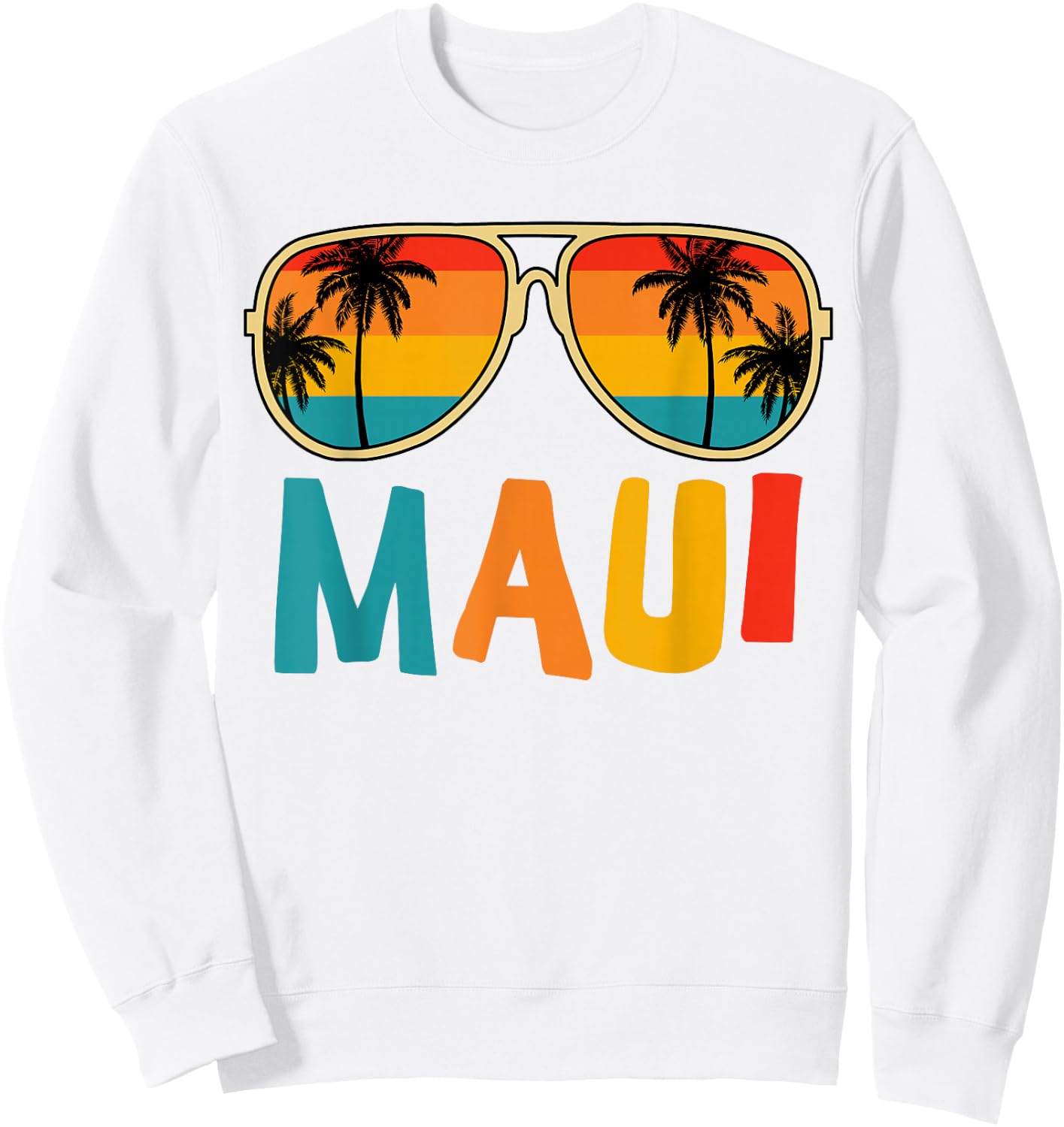 Maui T Shirt Hawaiian Sunglasses Kids Men Women Summer Beach Sweatshirt - Sweatshirt | White