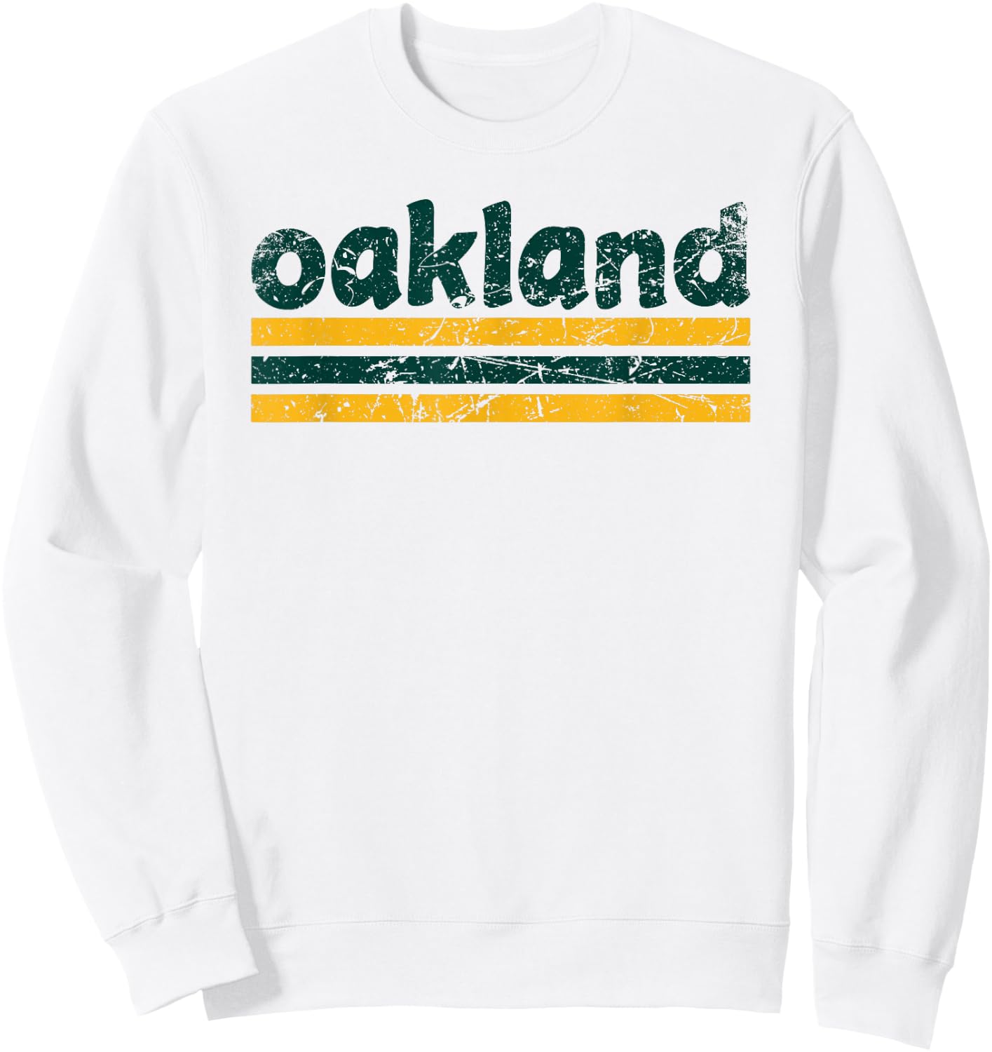 Oakland California Three Stripe Vintage Weathered Sweatshirt - Sweatshirt | White