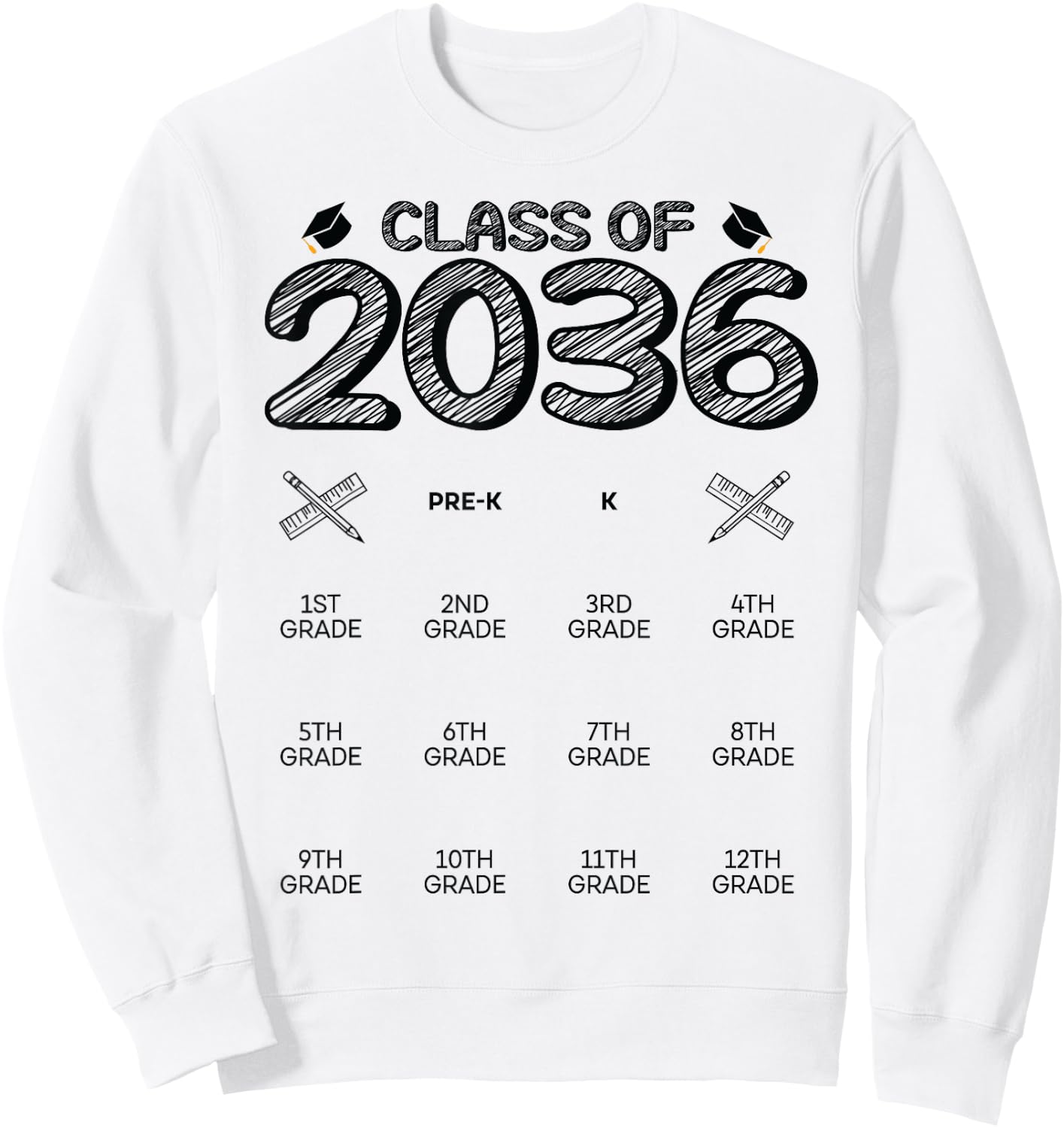 Class of 2036 Grow With Me Sweatshirt - Sweatshirt | White