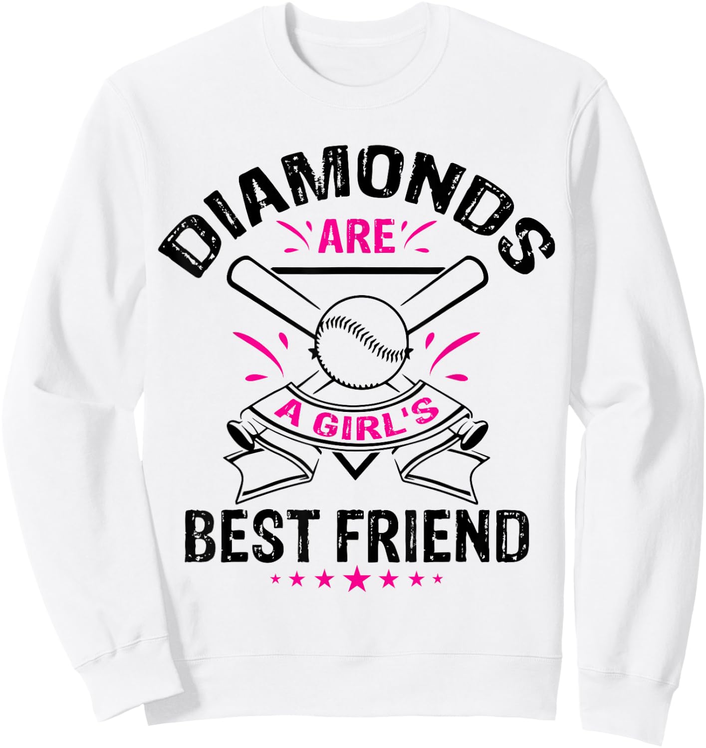 Diamonds are a Girl's Best Friend | Baseball Team Sweatshirt - Sweatshirt | White