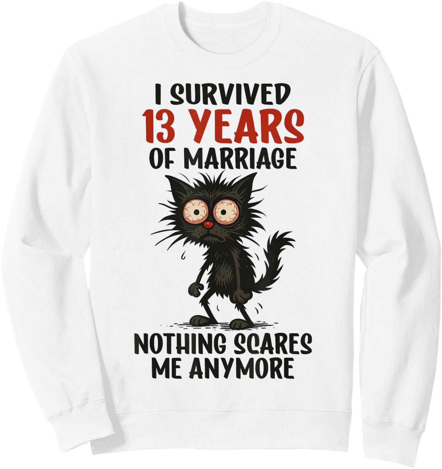 13th Wedding Anniversary, I Survived 13 Years of Marriage Sweatshirt - Sweatshirt | White