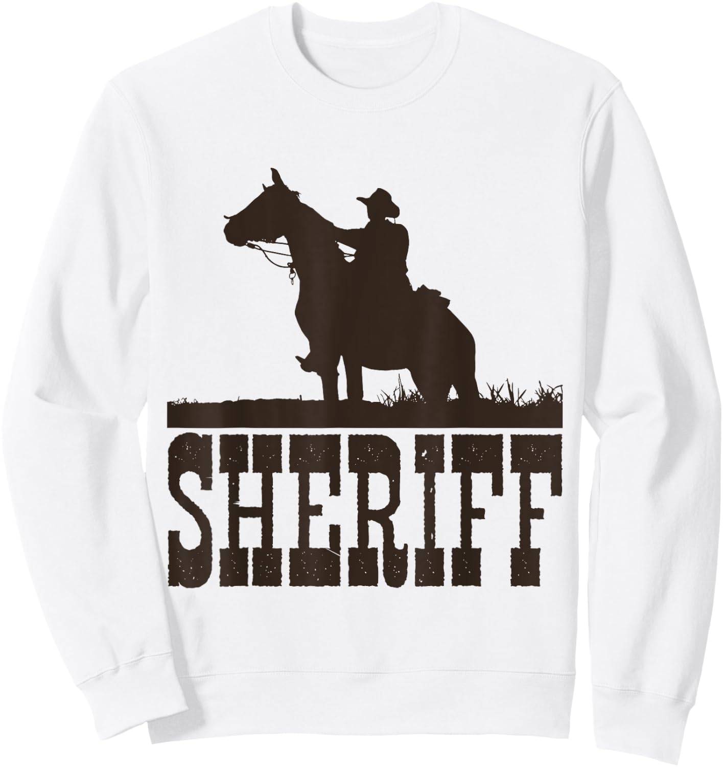 Cowboy Sheriff T Shirt , Horse Rider Western Cool Shirt Sweatshirt - Sweatshirt | White