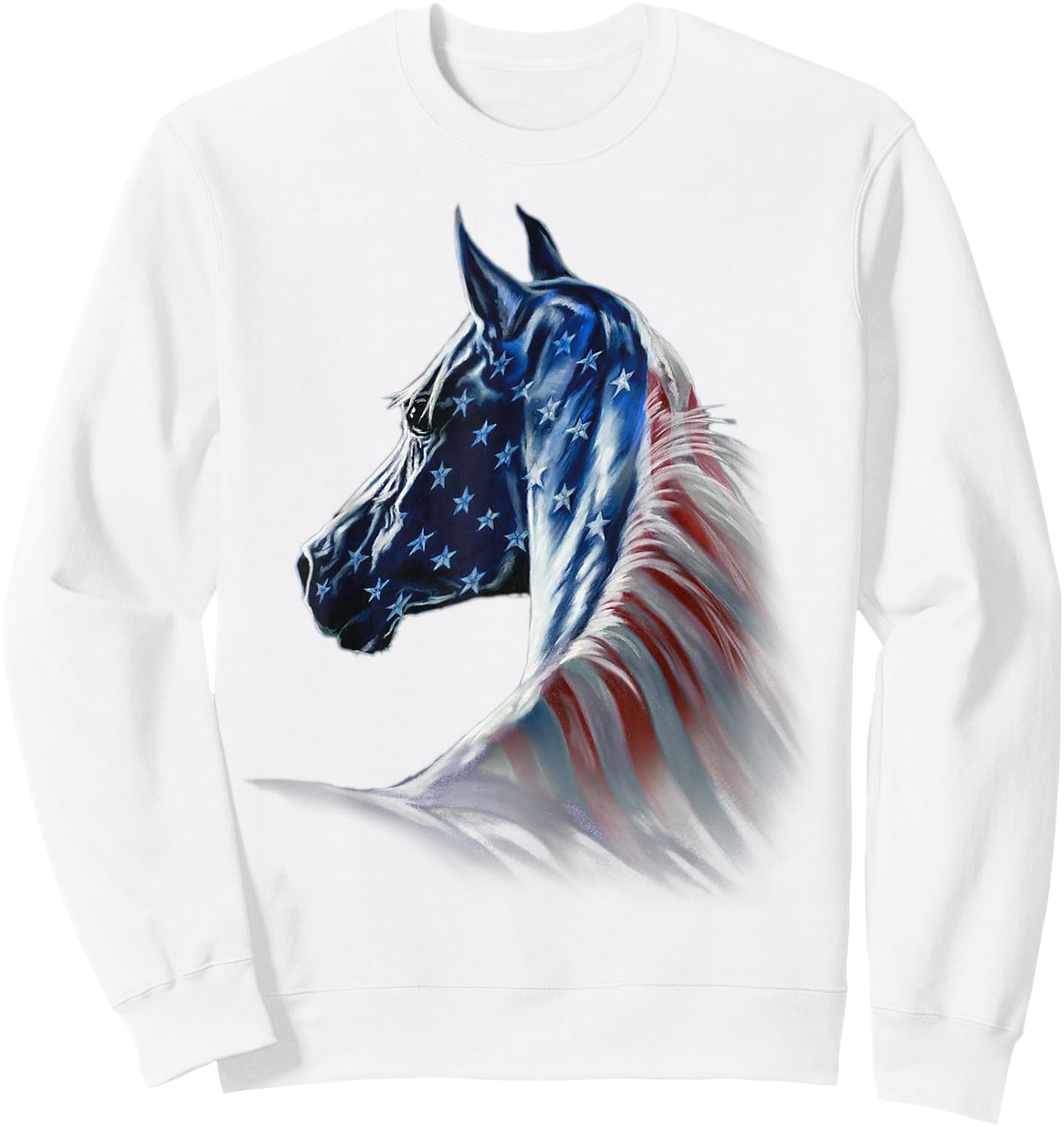 Patriotic Horse American Flag 4th Of July Independence Day Sweatshirt - Sweatshirt | White