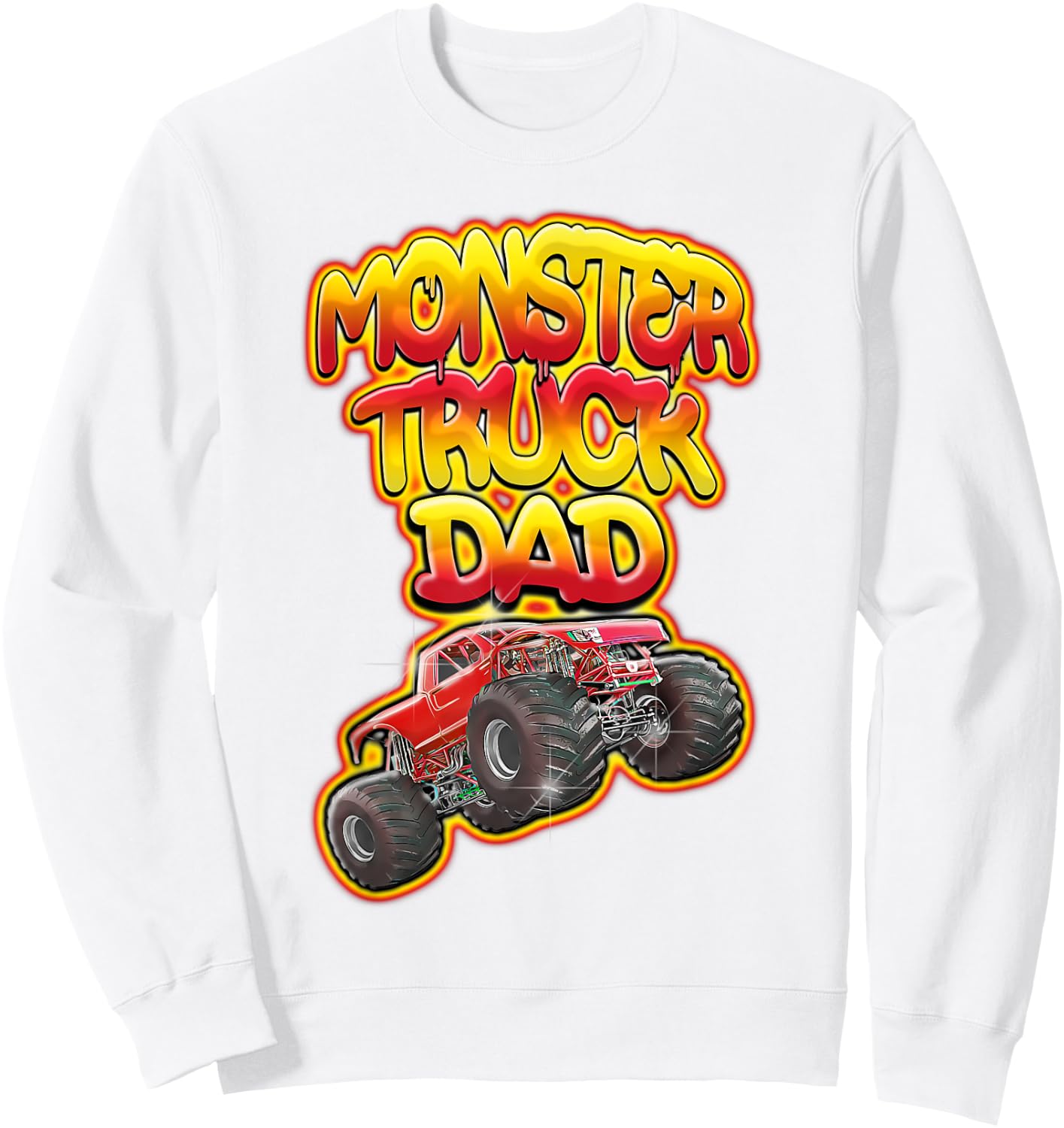 Monster Truck Dad Hot Red Graffiti Style Funny Sweatshirt - Sweatshirt | White