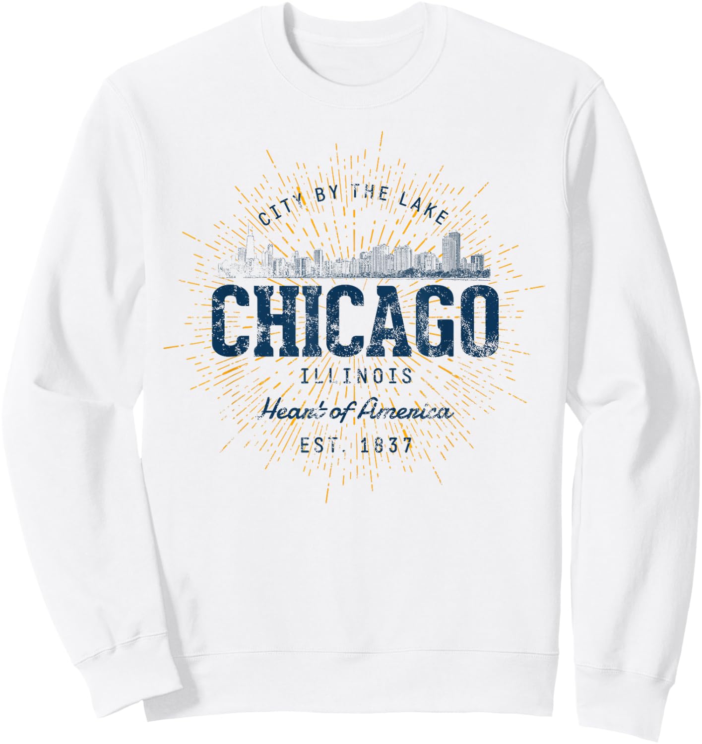 Vintage Retro Style Chicago Sweatshirt - Sweatshirt | White
