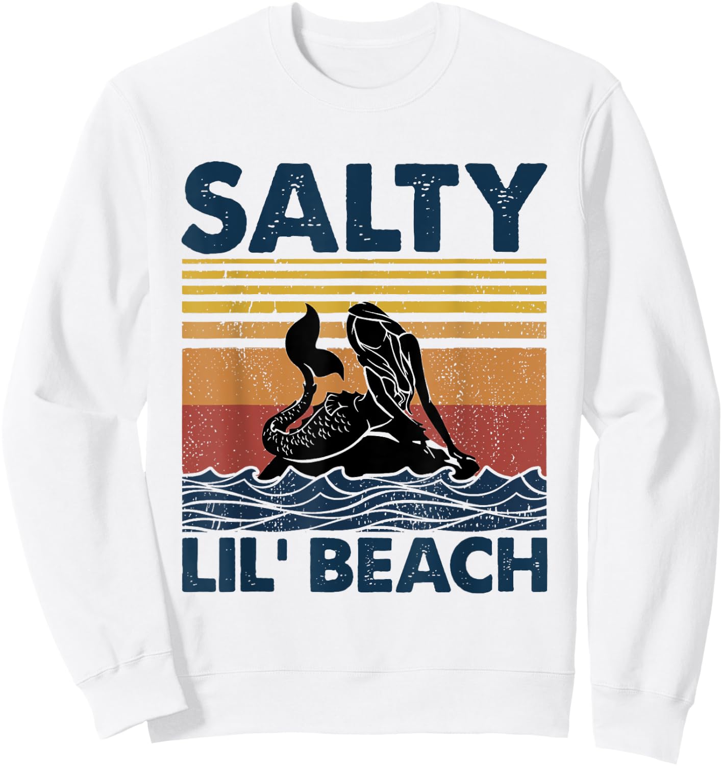 Mermaid Salty Lil' Beach Vintage Funny Sweatshirt - Sweatshirt | White