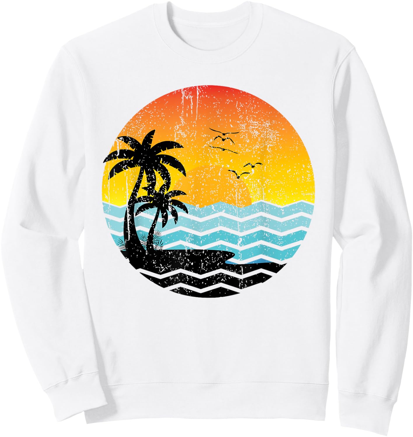 Summer Vacation Palm Trees Retro Sunset Tropical Summer Women Kids Sweatshirt - Sweatshirt | White