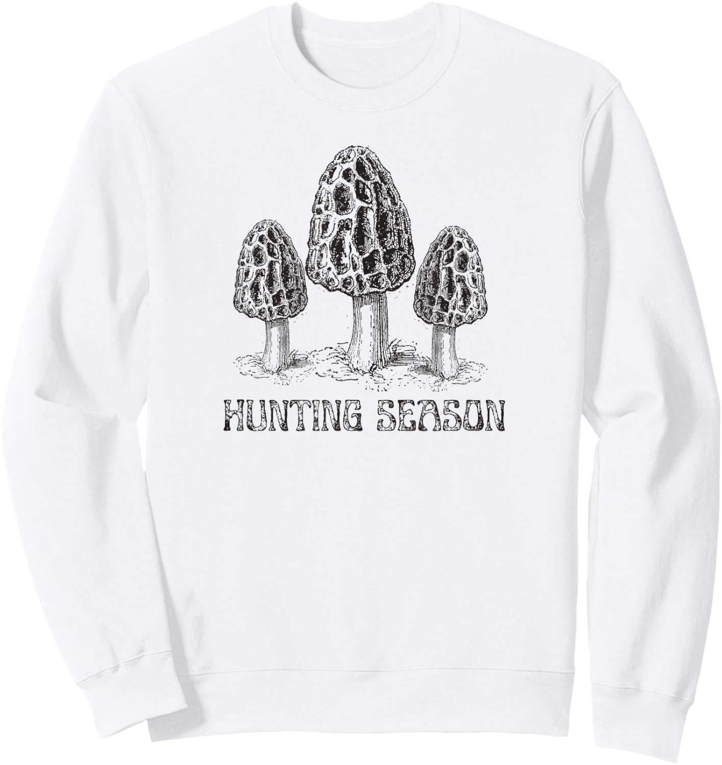 Vintage Retro Morel Mushroom Hunting Morchella Collecting Sweatshirt - Sweatshirt | White