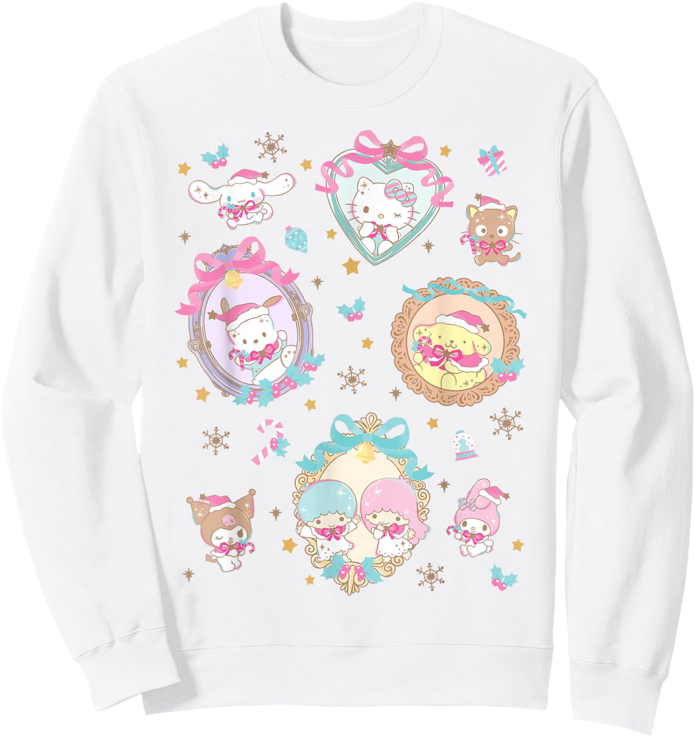 Hello Kitty Christmas Cute Heart Frames Collage My Melody Sweatshirt - Sweatshirt | White