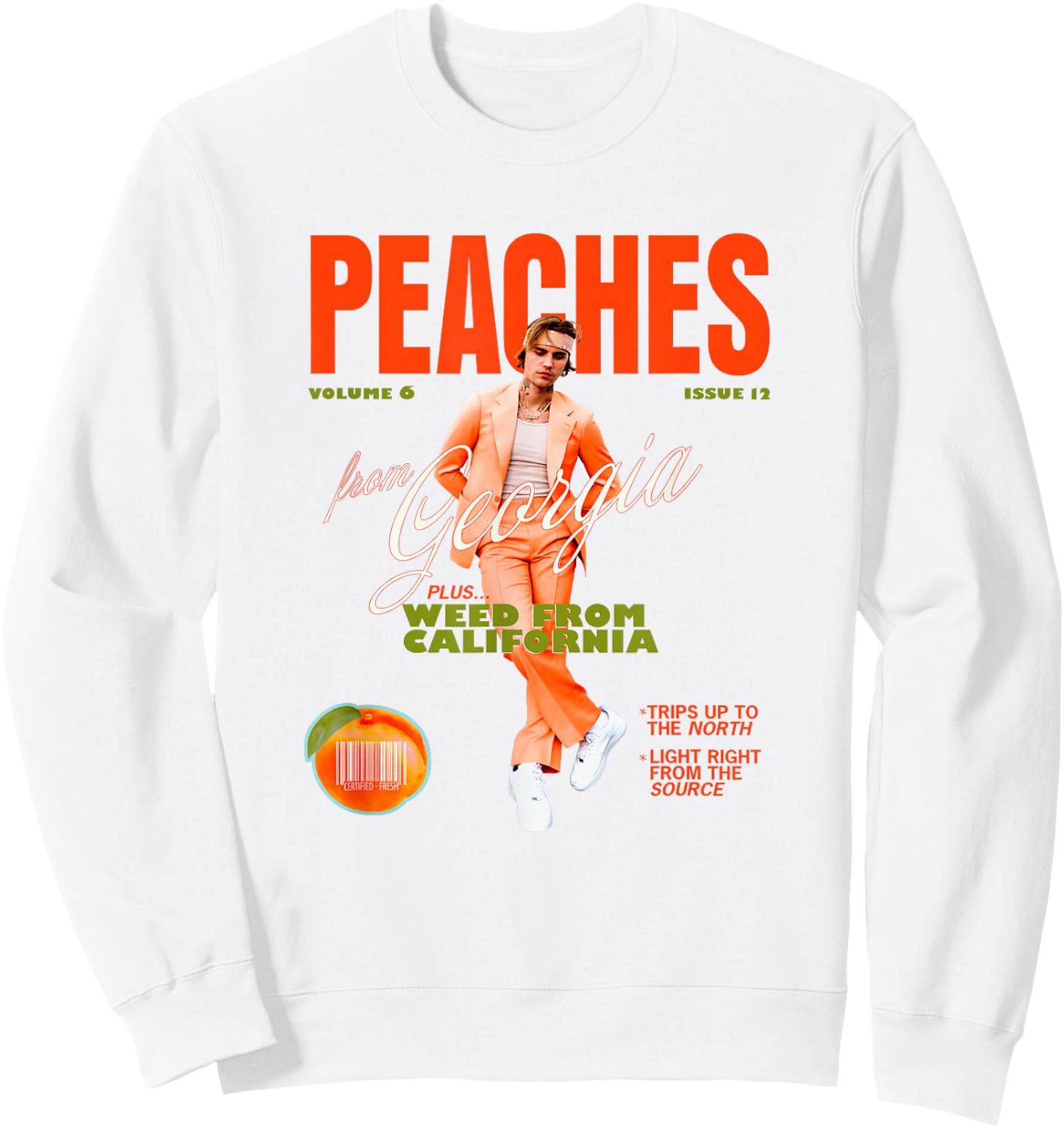 Official Justin Bieber Peaches White Sweatshirt - Sweatshirt | White
