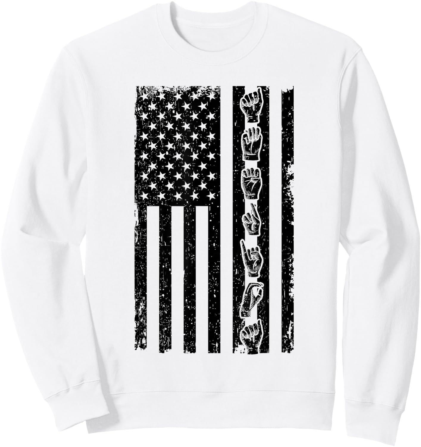 ASL Flag - Sign Language Gift Deaf Gift ASL Teacher Gift Women Sweatshirt - Sweatshirt | White