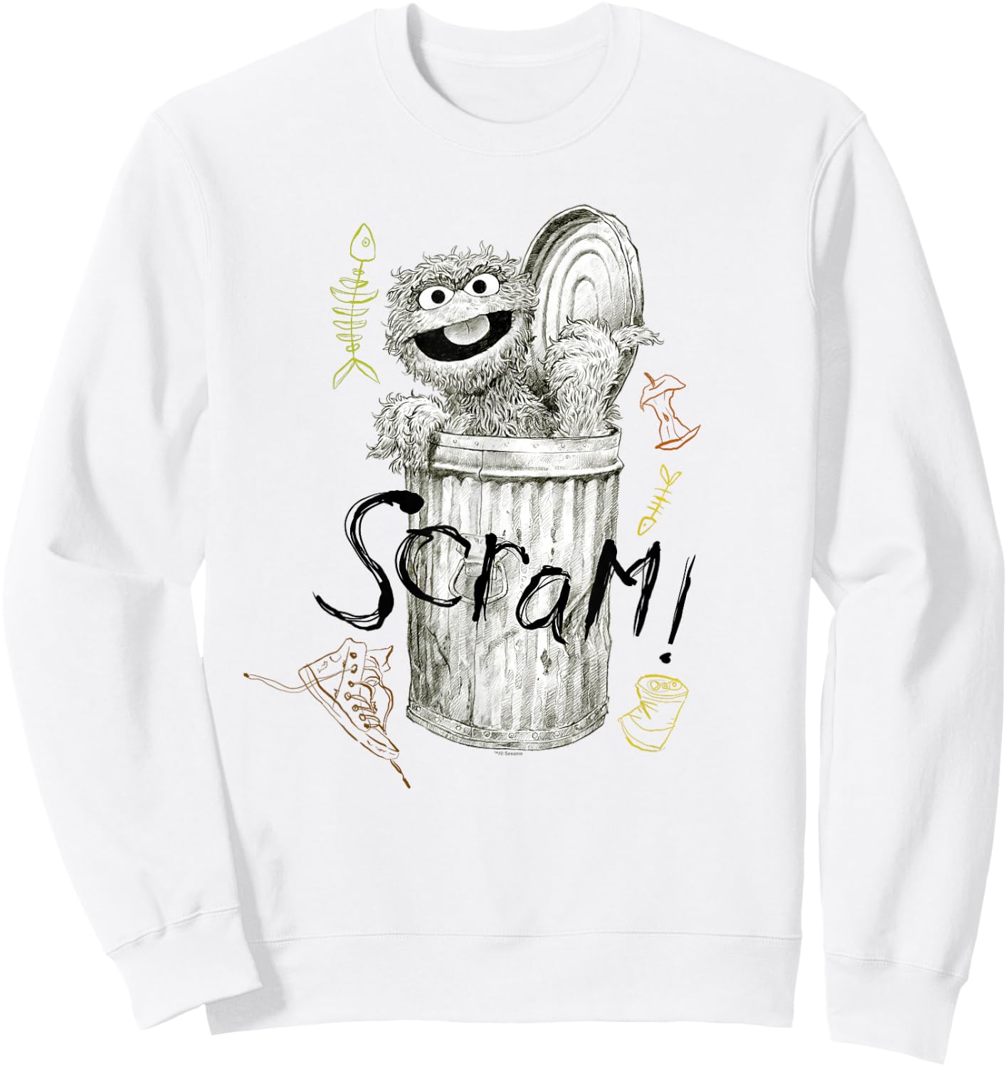 Sesame Street Oscar The Grouch Scram! Sweatshirt - Sweatshirt | White
