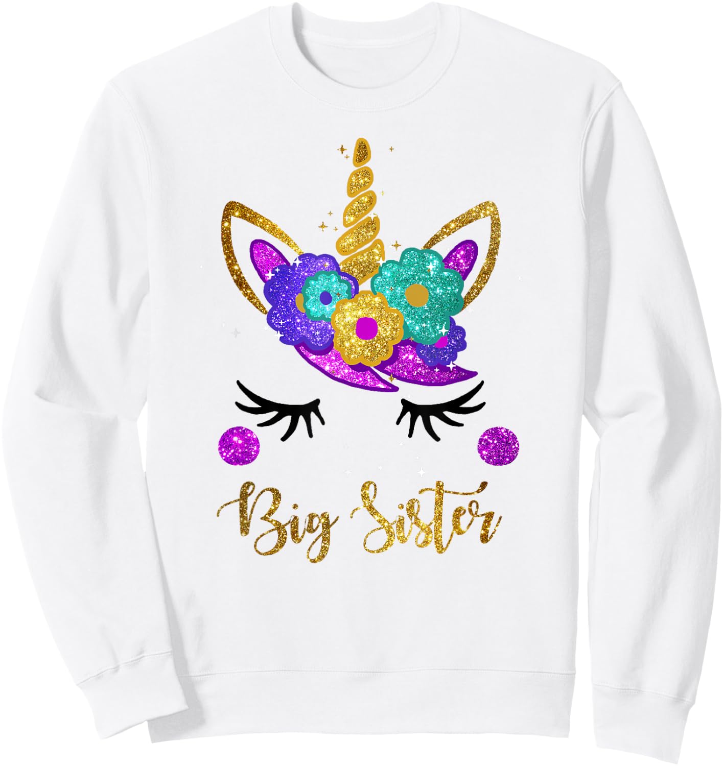Big Sister Unicorn Birthday Girl Unicorn Gift Sweatshirt - Sweatshirt | White