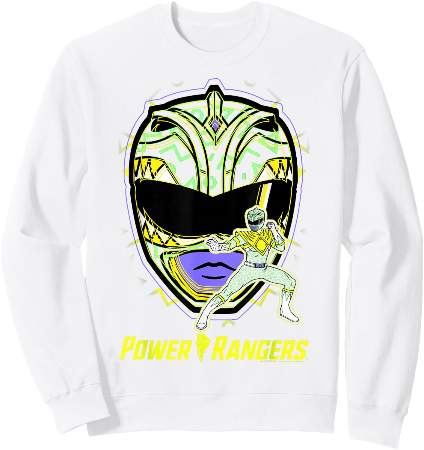Power Rangers Green Ranger Icon Fill Helmet Silhouette Sweatshirt - Sweatshirt | White