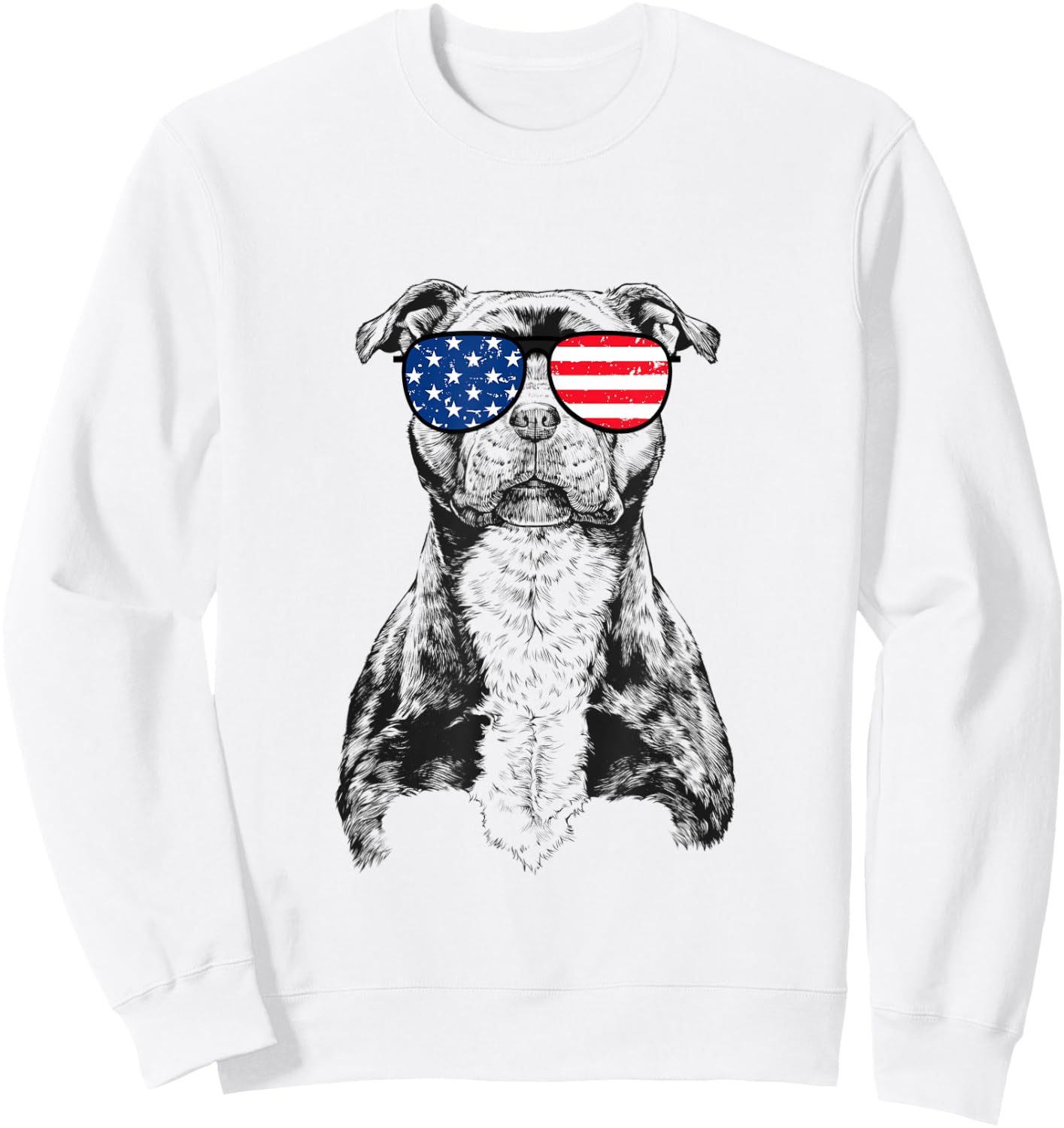 4th of July Stafford Staffy Dog Patriotic USA Sunglasses Kids Men Sweatshirt - Sweatshirt | White