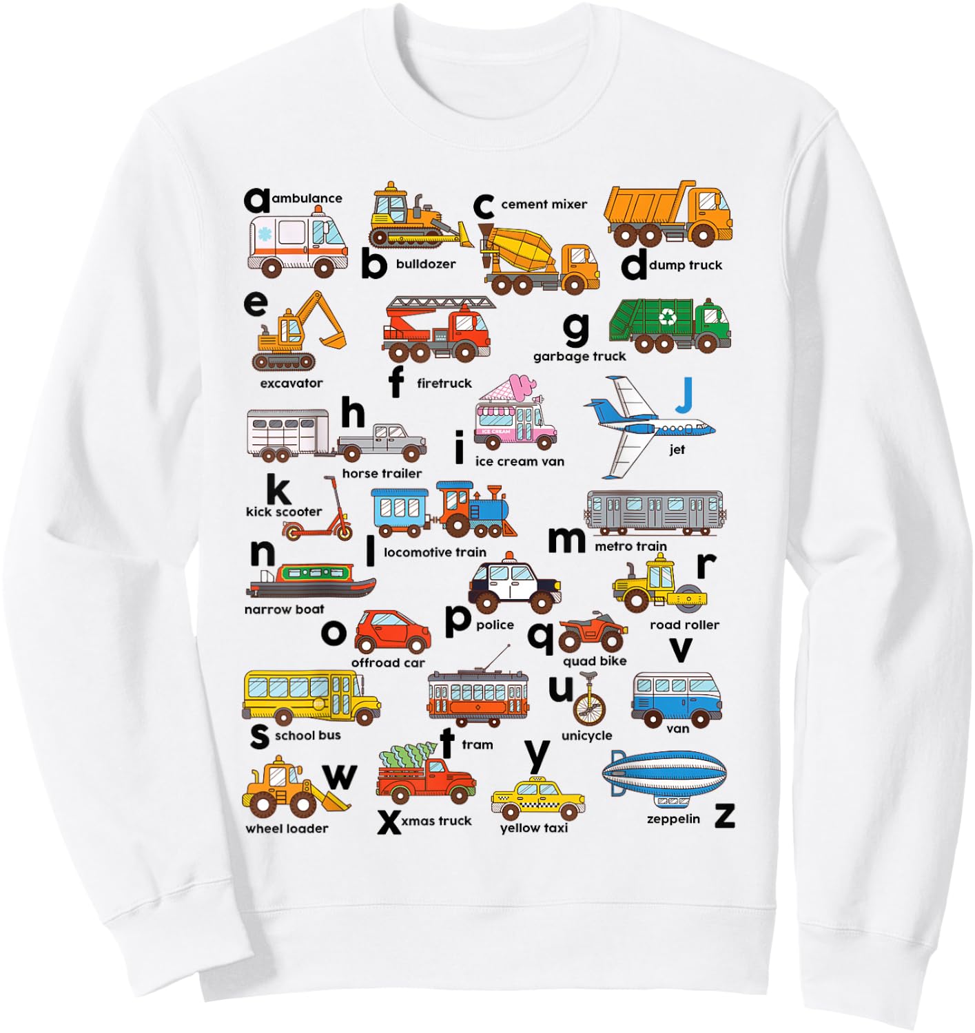 Truck-Shirt Construction Vehicles ABC Boys Men Women Toddler Sweatshirt - Sweatshirt | White