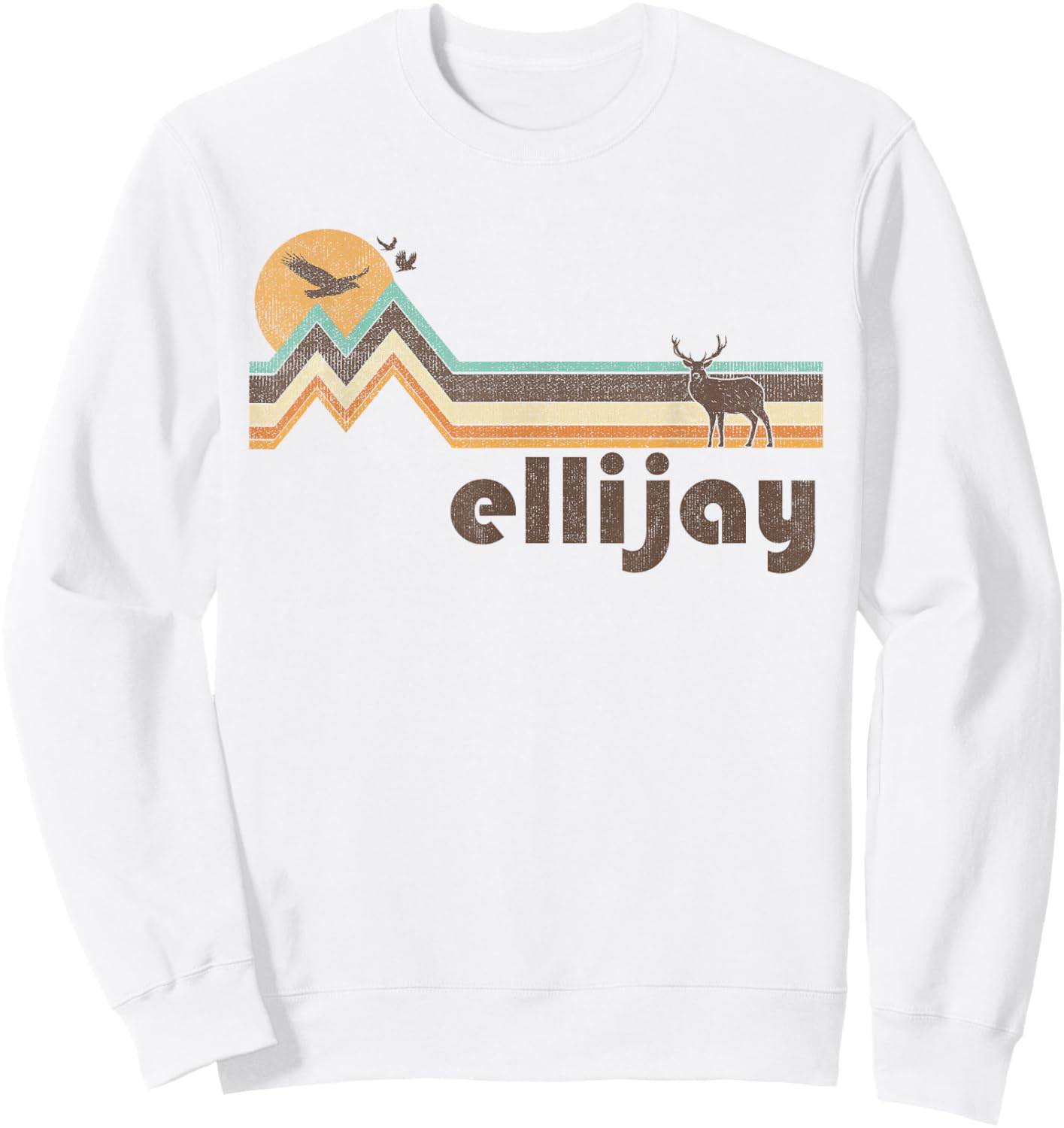 Ellijay Georgia 70s 80s Retro Style Vintage Distressed Gift Sweatshirt - Sweatshirt | White