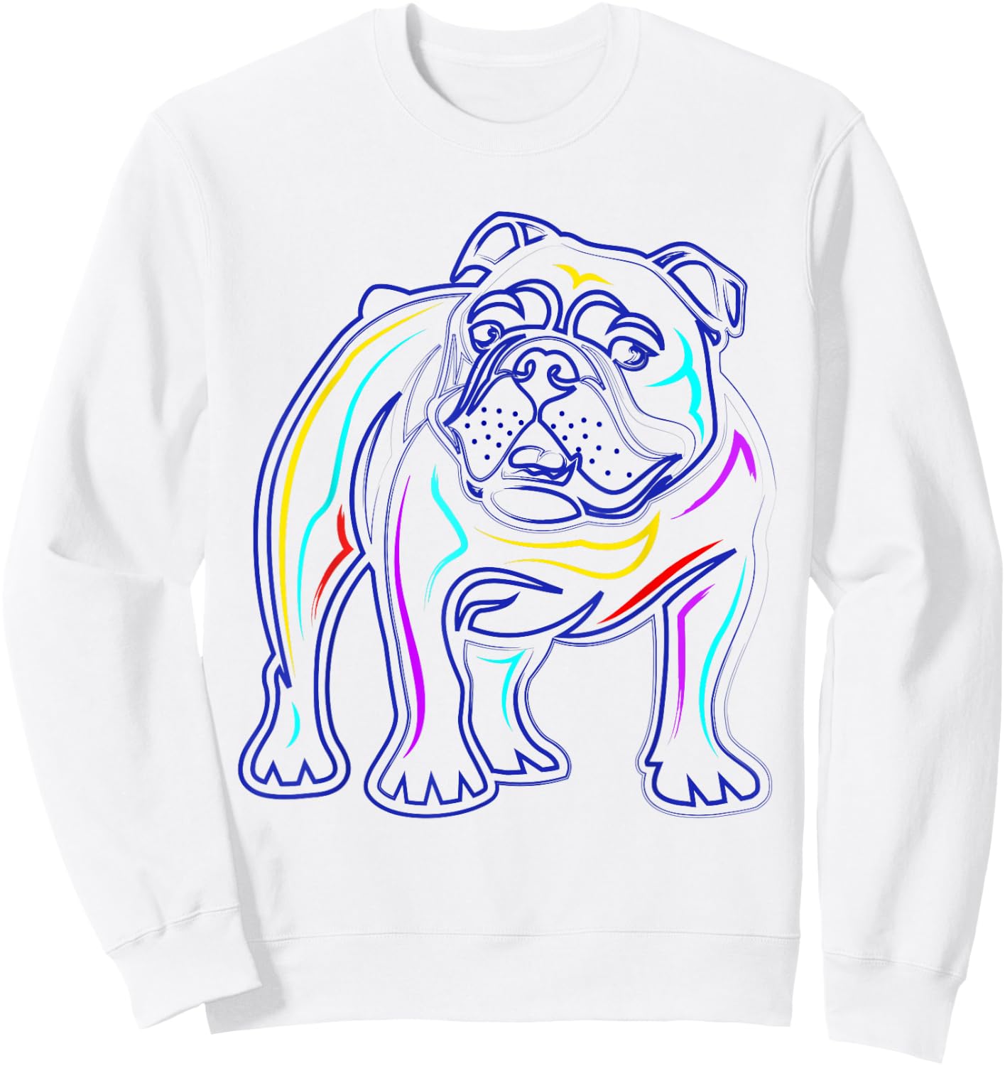 English Bulldog Lovers Shirts | Line Drawing Artsy Bulldog Sweatshirt - Sweatshirt | White