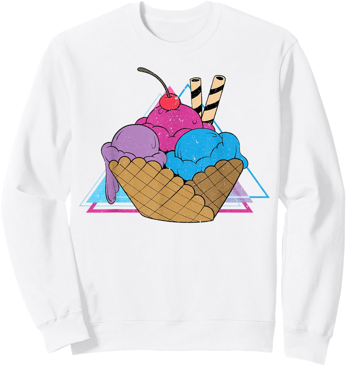 Ice Cream Lover 80s Vaporwave Art Summer Sweets Ice Cream Women Kids Sweatshirt - Sweatshirt | White